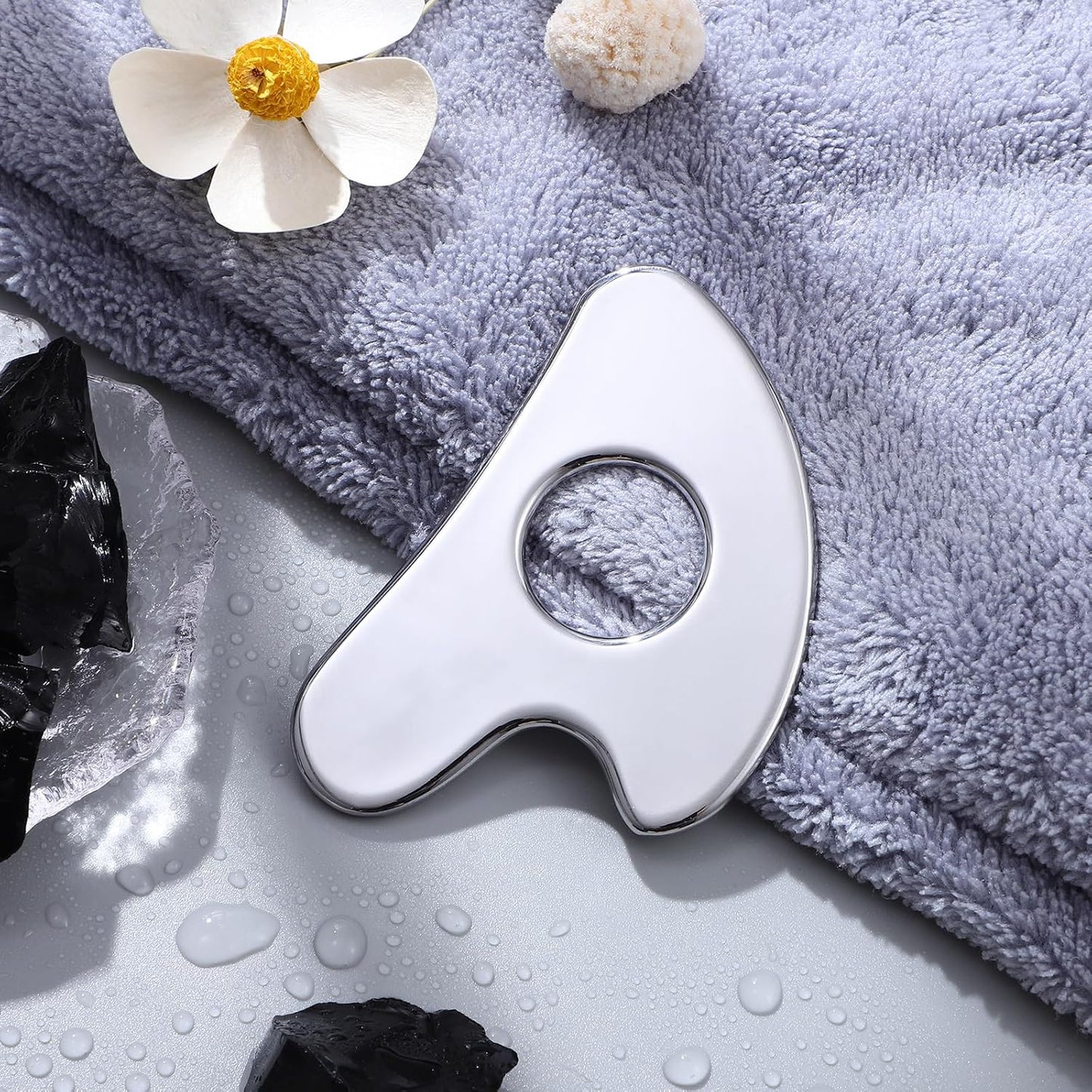 Gua Sha Facial Tool for Face Skincare Stainless Steel Gua Sha Board for Body Tensions Reduce Puffiness Festive Gifts Silver