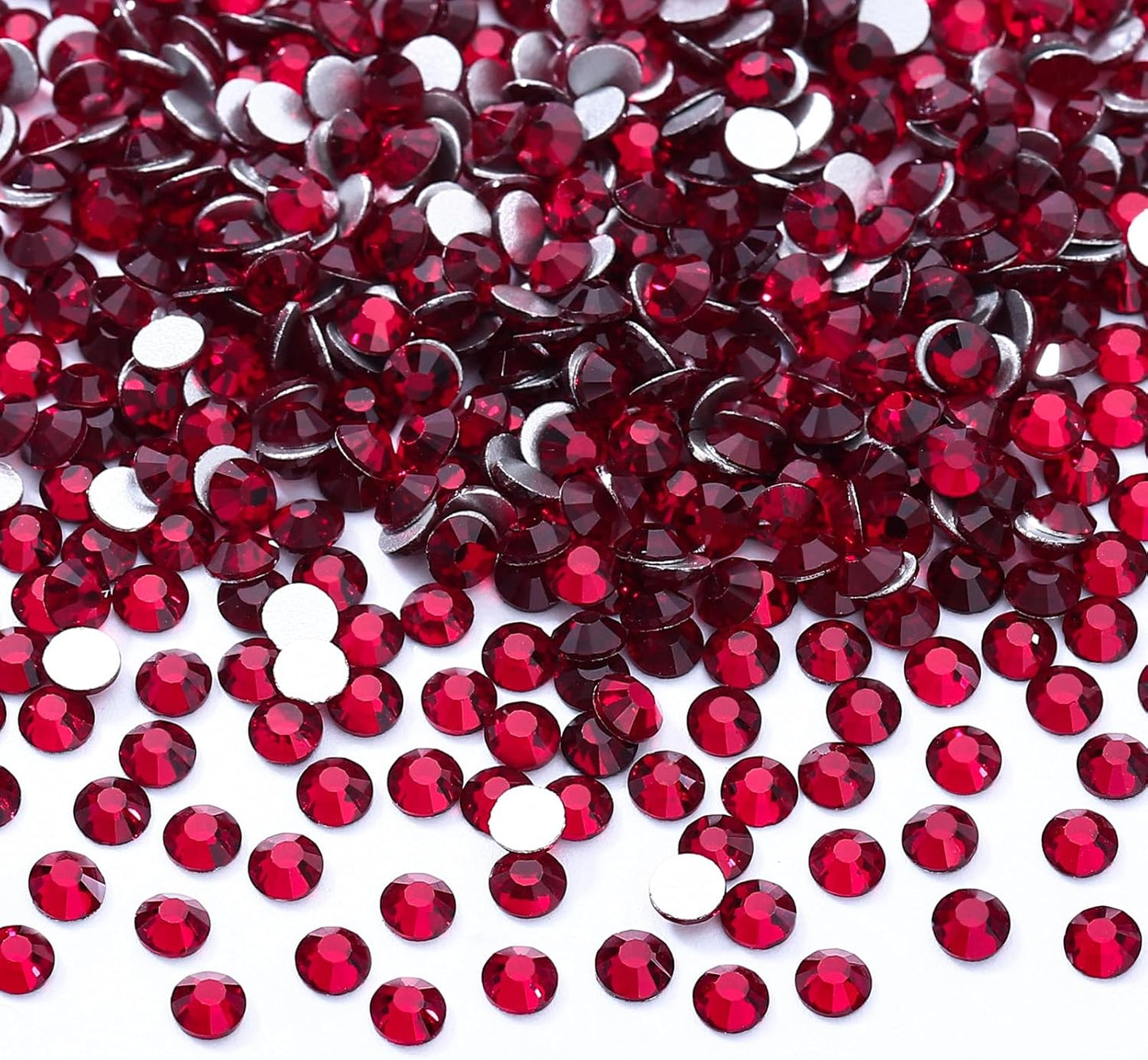 Siam Flatback Rhinestones, Glass Rhinestones for Nail Art and Craft, Glue Fix, Loose Crystal Gemstones(Siam, SS4, 2880pcs, 1.5-1.7mm)