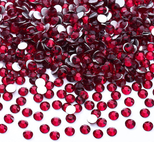 Siam Flatback Rhinestones, Glass Rhinestones for Nail Art and Craft, Glue Fix, Loose Crystal Gemstones(Siam, SS6, 2880pcs, 1.9-2.0mm)