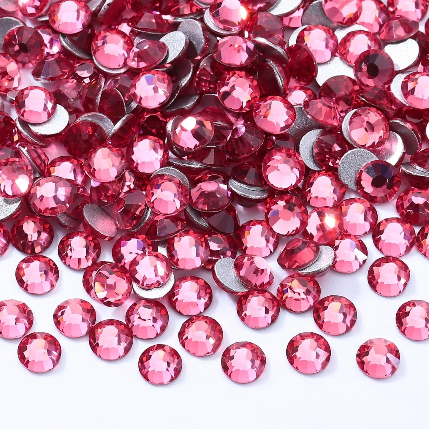 Rose Flatback Rhinestones, Glass Rhinestones for Nail Art and Craft, Glue Fix, Loose Crystal Gemstones(Rose, SS34, 576pcs, 7.1-7.3mm)