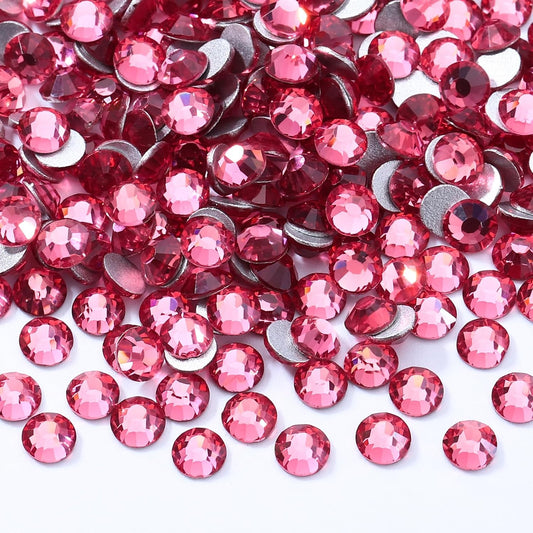 Rose Flatback Rhinestones, Glass Rhinestones for Nail Art and Craft, Glue Fix, Loose Crystal Gemstones(Rose, SS12, 2880pcs, 2.9-3.0mm)