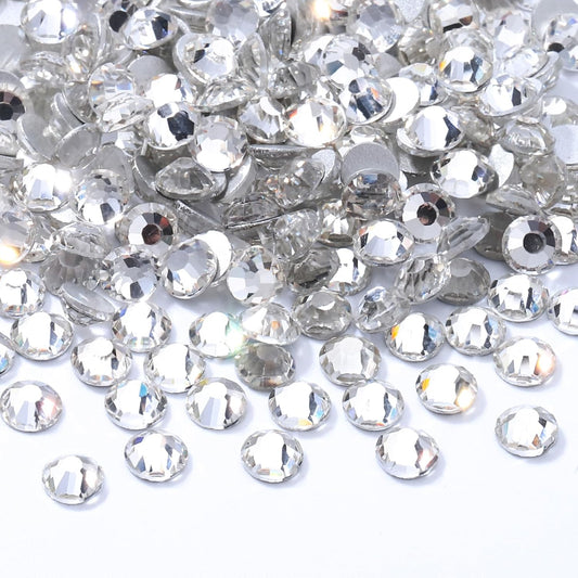 Crystal Clear Flatback Rhinestones, Glass Rhinestones for Nail Art and Craft, Glue Fix, Loose Crystal Gemstones(Crystal, SS34, 576pcs, 7.1-7.3mm)