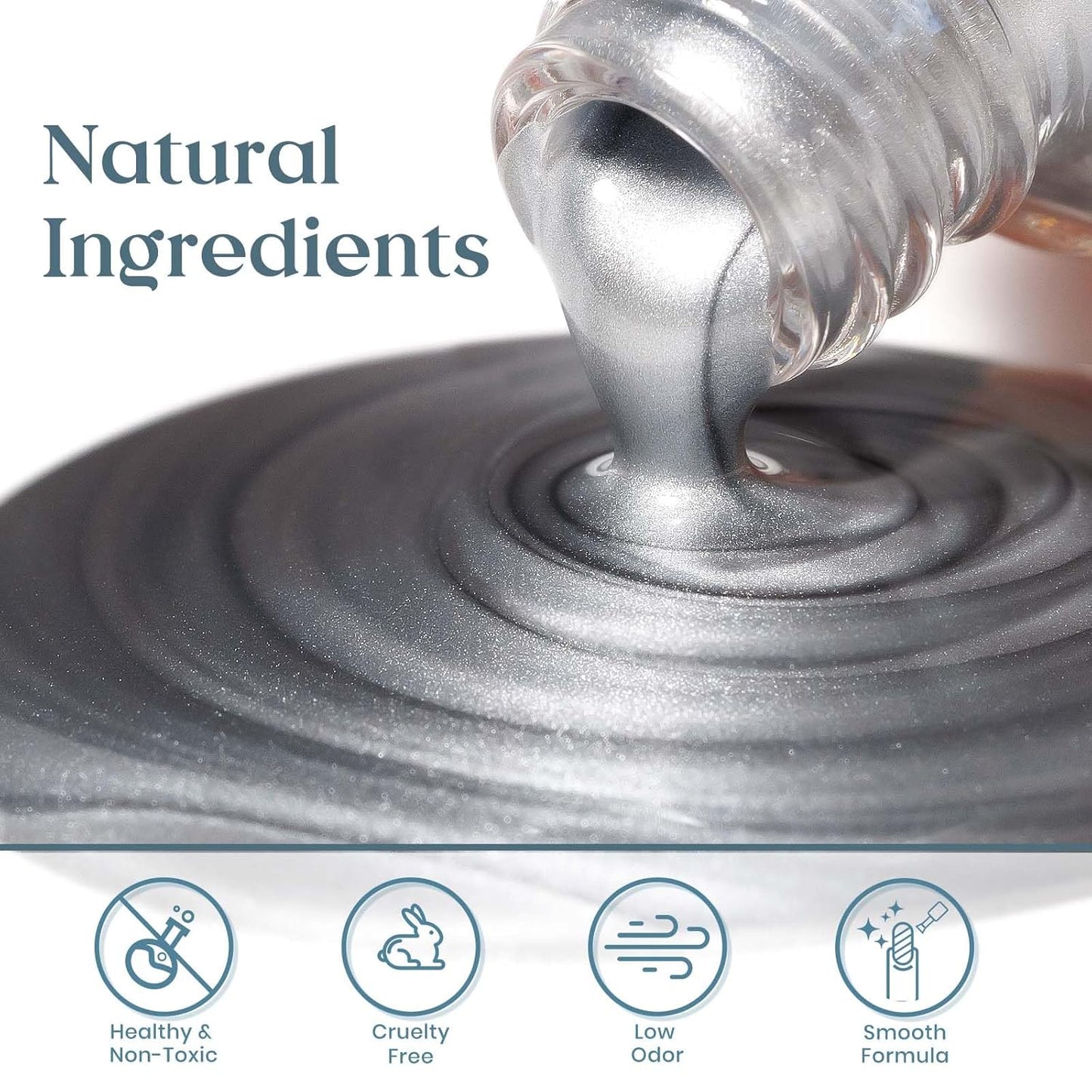 MIZHSE Silver Mirror Nail Polish, Quick Dry Metallic Nail Polish, Air Dry Fast Chrome Nail Lacquer Bright Color Oil-based Nail Art Manicure Home DIY