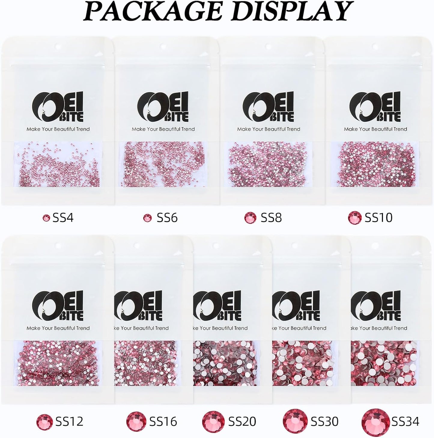 Rose Flatback Rhinestones, Glass Rhinestones for Nail Art and Craft, Glue Fix, Loose Crystal Gemstones(Rose, SS4, 1440pcs, 1.5-1.7mm)