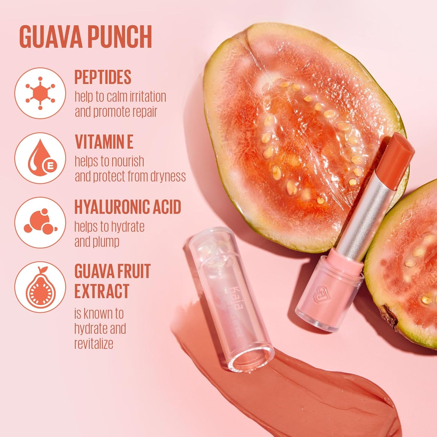 Kaja Juicy Glass Lip Balm | Plumping, Hydrating, Korean Lip Balm, Moisturizing Lip Care, 24hrs Long-lasting Hydration, Nourishing Lip Care | Guava Punch, 0.15 oz.