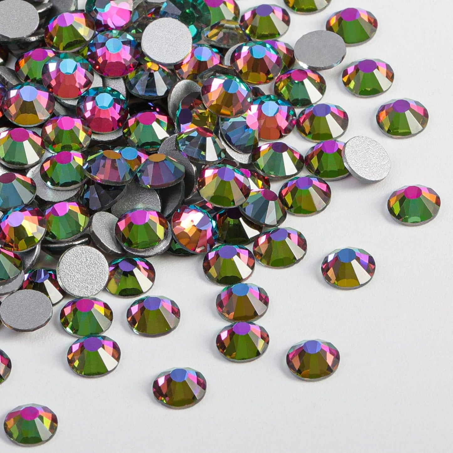 beadsland Flat Back Crystal Rhinestones Round Gems, Green Volcano (2.7-2.8mm) SS10/1440pcs