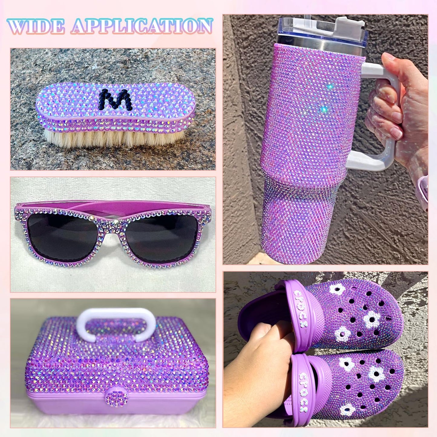 30000Pcs Resin Lavender Purple AB Rhinestones for Bedazzling Crafting with b7000 Jewelry Glue, Bulk Flatback Gems Bedazzler Kit for Crafts Clothes Fabric Nail Diamond Art, Assorted Size 2/3/4/5/6mm