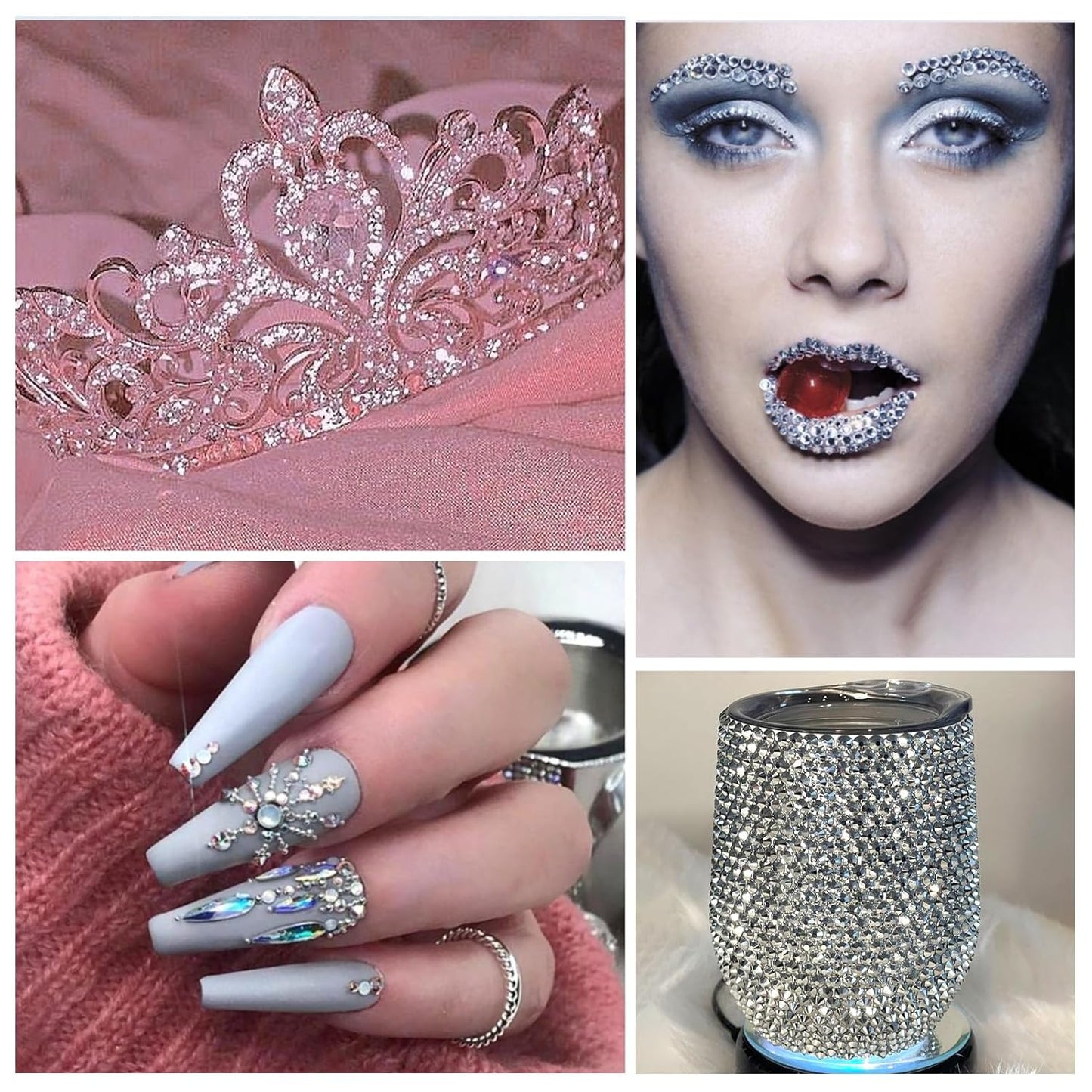 3000Pcs White Crystal Rhinestones,Glass Flatback Rhinestones Mini Gemstones for Nail Face Makeup Art Crafts Clothes Decoration -(SS10,2.8mm,White)