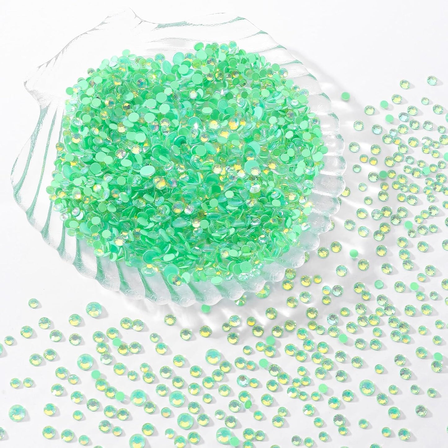 F Green Flatback Rhinestones, Glass Rhinestones for Nail Art and Craft, Glue Fix, Loose Crystal Gemstones(F Green, SS30, 288pcs, 6.4-6.6mm)