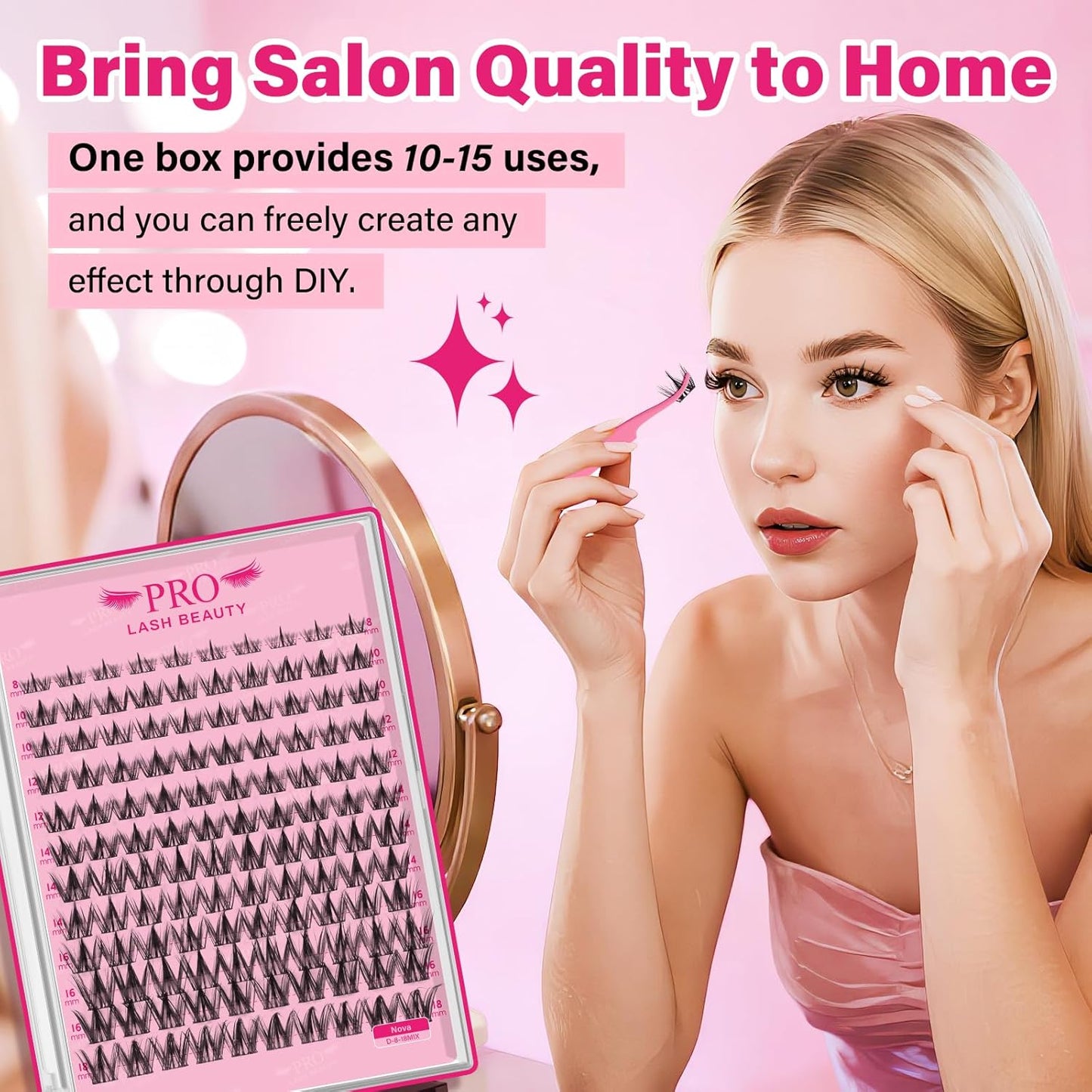 PRO LASHBEAUTY Manga Lash Clusters, Eyelash Clusters 8-18 Mixed Cluster Eyelash Extensions Mixed Lash Extension Reusable Soft & Comfortable (Nova,8-18mix)