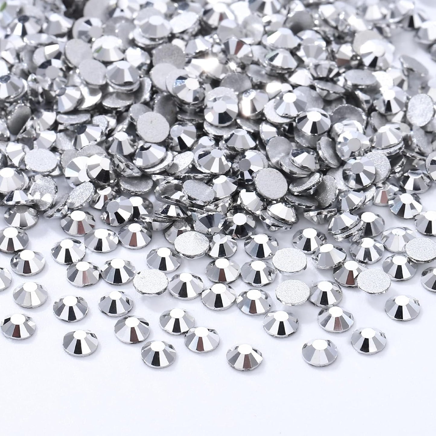 Silver Flatback Rhinestones, Glass Rhinestones for Nail Art and Craft, Glue Fix, Loose Crystal Gemstones(Silver, SS8, 2880pcs, 2.3-2.5mm)