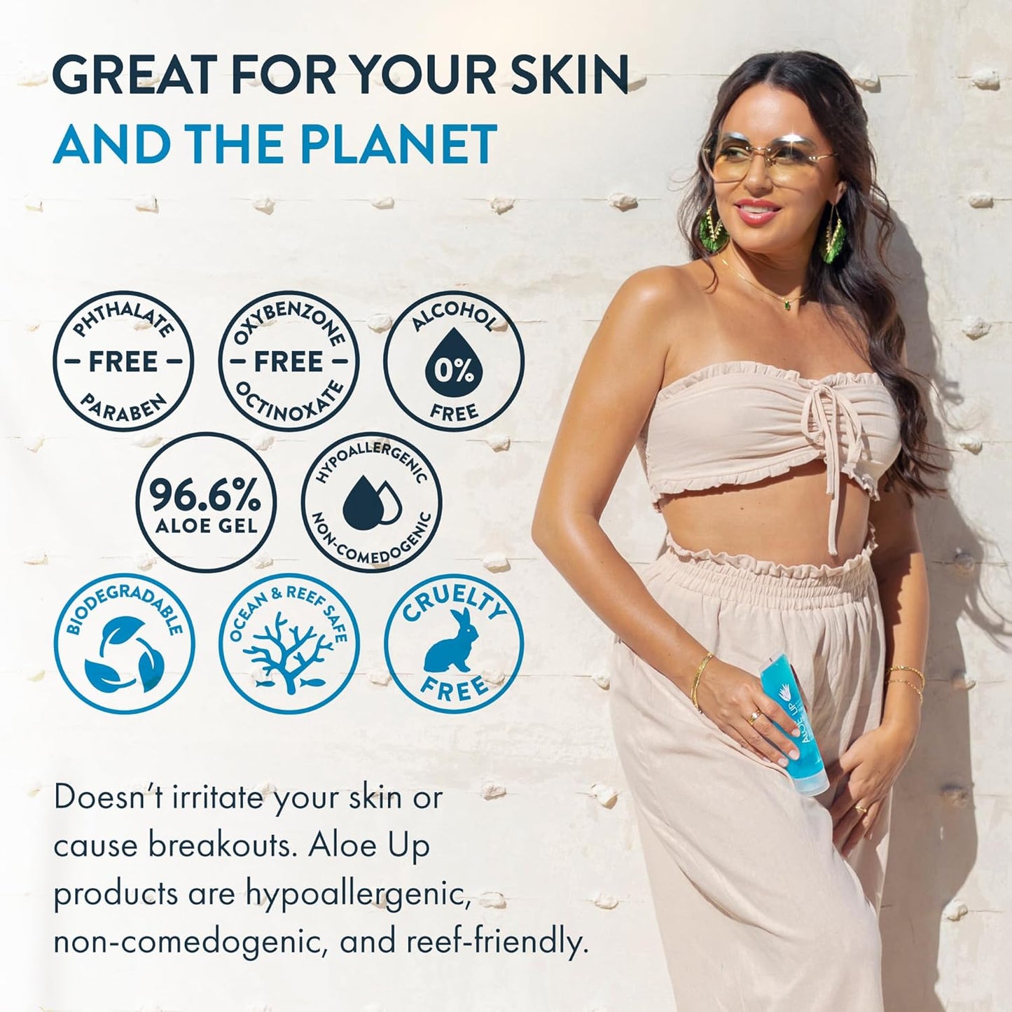 ALOE UP Ice Sunburn Relief Jelly - Pure Aloe Vera Gel Sunburn Relief for Adults & Kids, Aloe Vera Gel Face & Body, Natural Cruelty-Free Aloe Gel, Aloe Vera Gel Skin Lotion - 4 Oz (2pack)