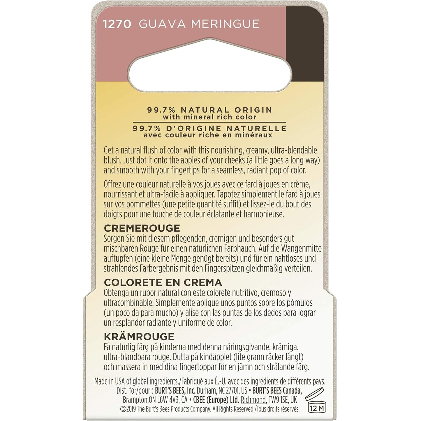 Burts Bees Guava Meringue Color Nurture Cream Blush, 7.08 GR