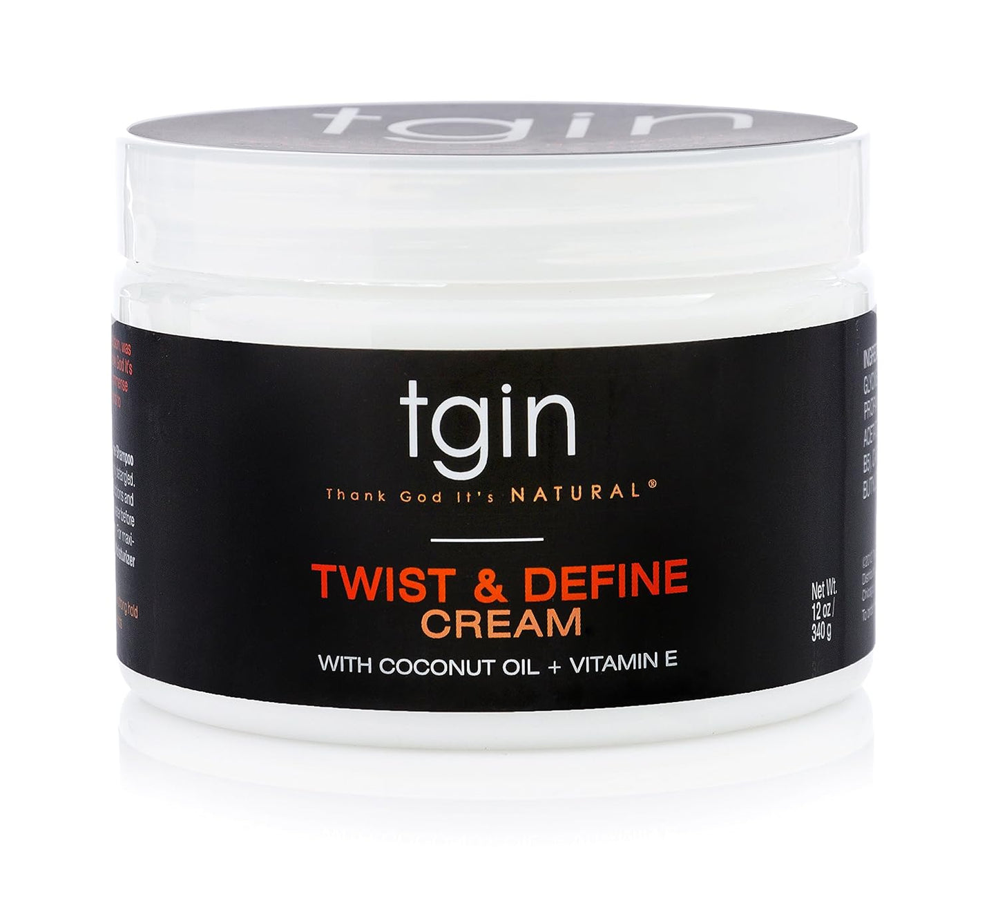 Thank God It's Natural tgin Twist and Define Cream, Hair Styling Cream - 12 Oz, Curly Hair - Paraben Free