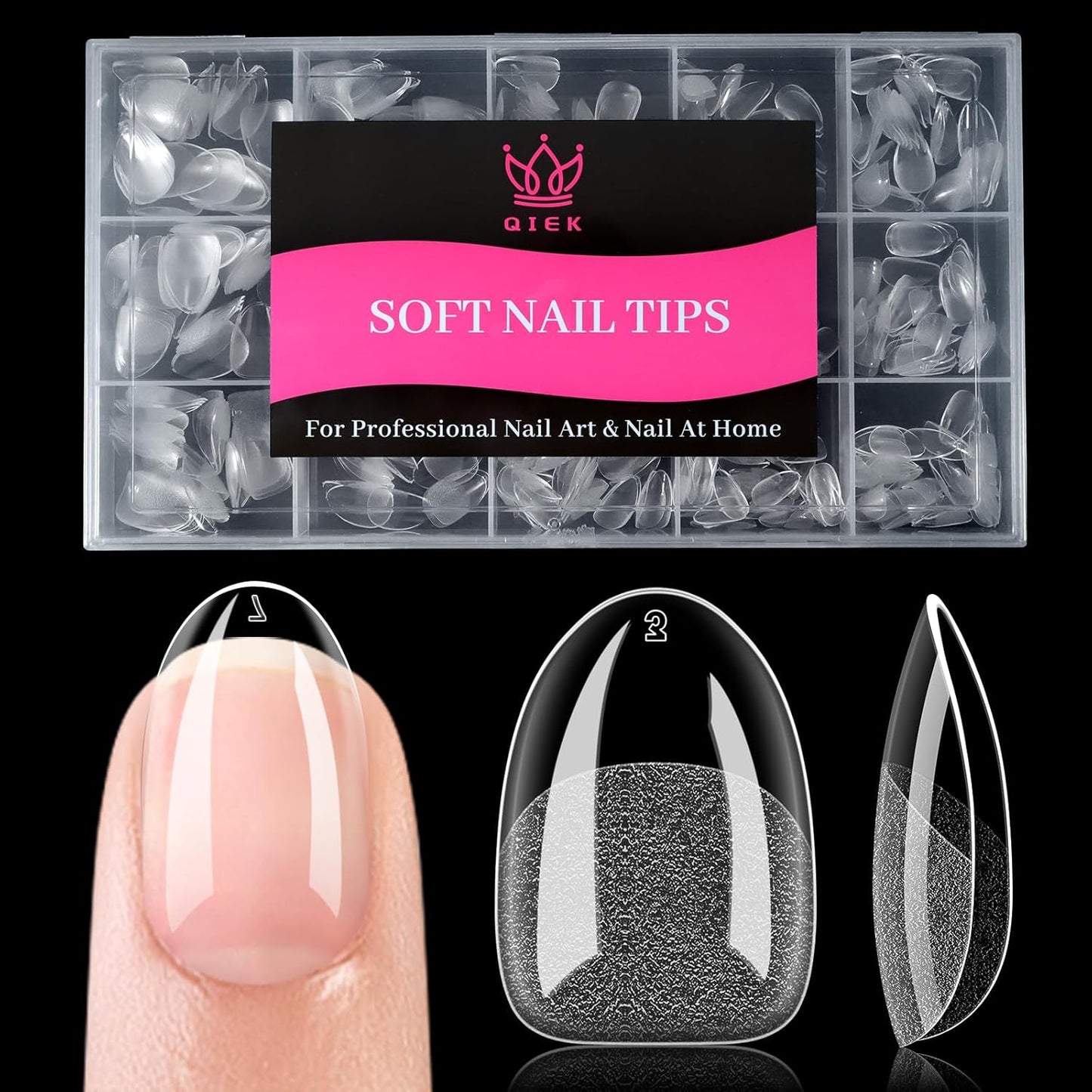 Short Round False Nail Tips, 15 Sizes 510 PCS Clear Soft Press On Fake Nail Pre-shaped Half Matte Full Cover Gel Nail Tips Extensions Strong Thick Long Lasting for DIY Beginners & Salon Manicure