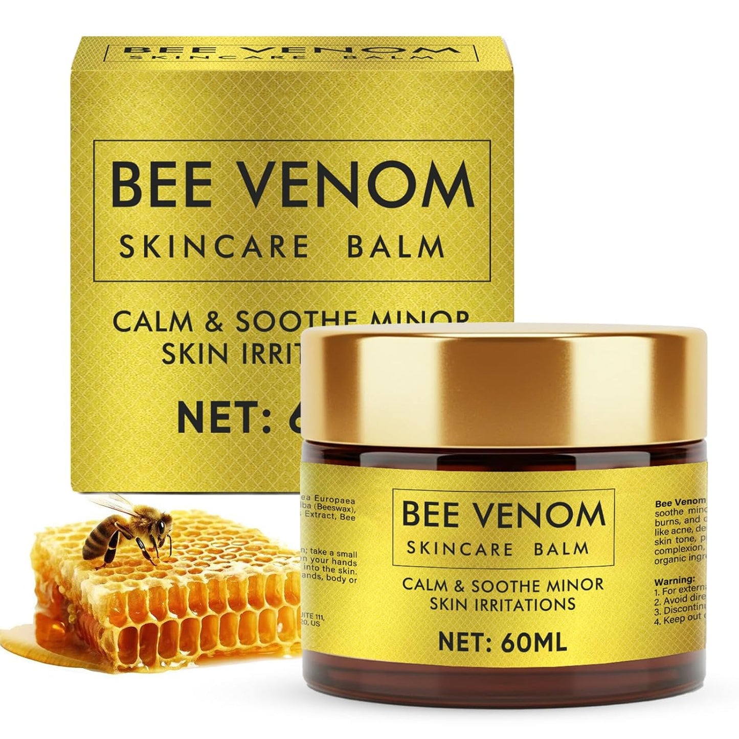 Bee Venom Cream, Bee Venom Skin Treatment Cream, Firming & Brightening Skin Tone, Natural Formula for Face, Body, Hands and Feet