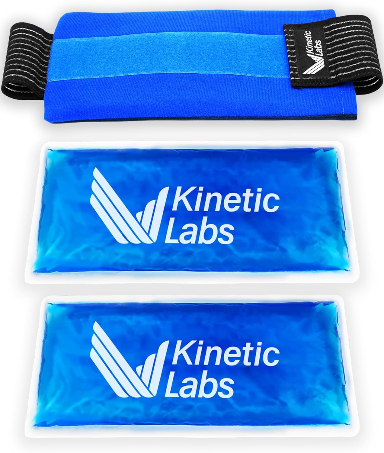 Reusable Ice Pack Wrap by Kinetic Labs - Gel Ice Pack Wrap - Ice Packs for Injuries Reusable (Large with Extra Gel Pack)