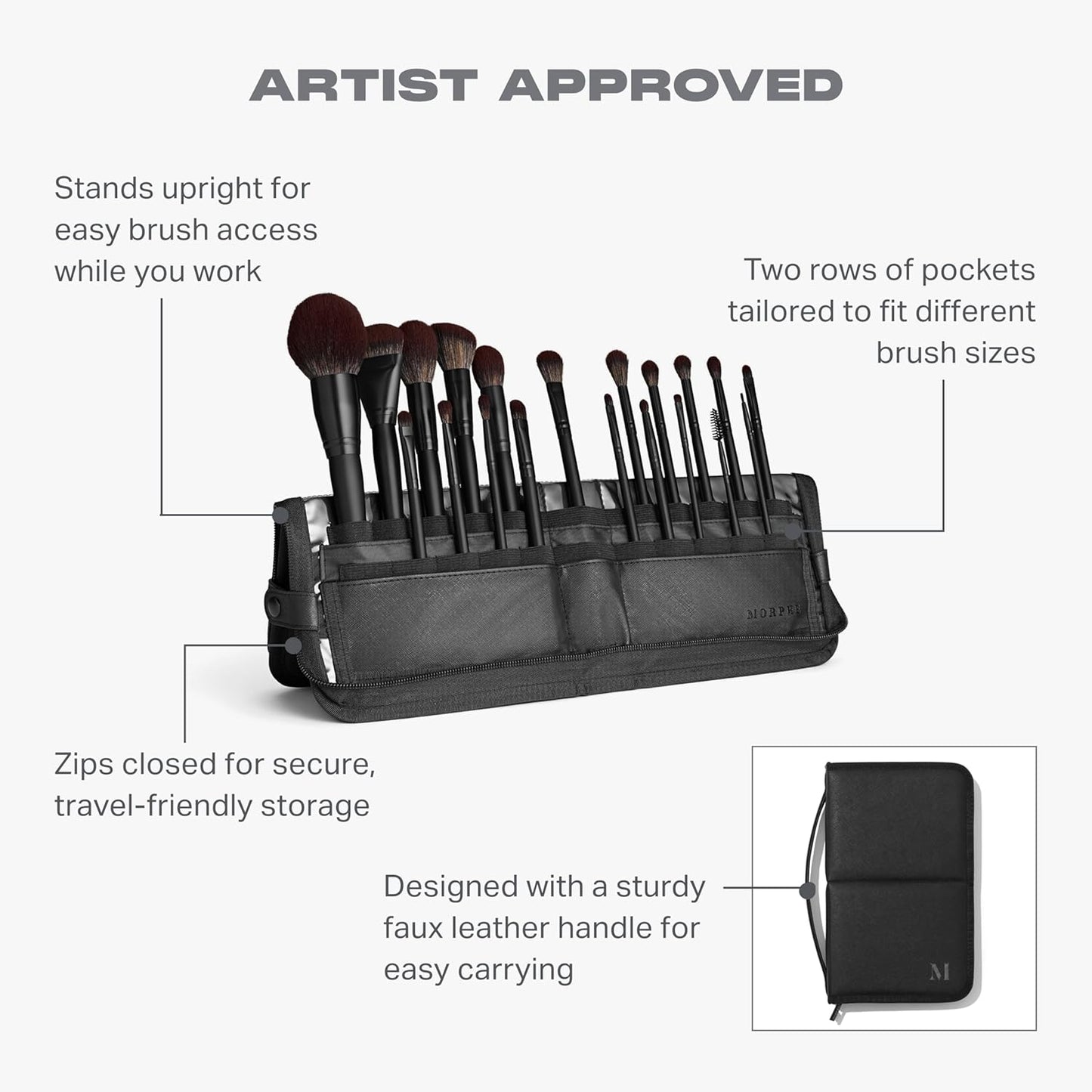 Morphe MUA Life Makeup Brushes - 20 Piece Makeup Brush Set of Eye and Face Brushes - Made with Synthetic Bristles and Includes Carrying Case (20 Count)