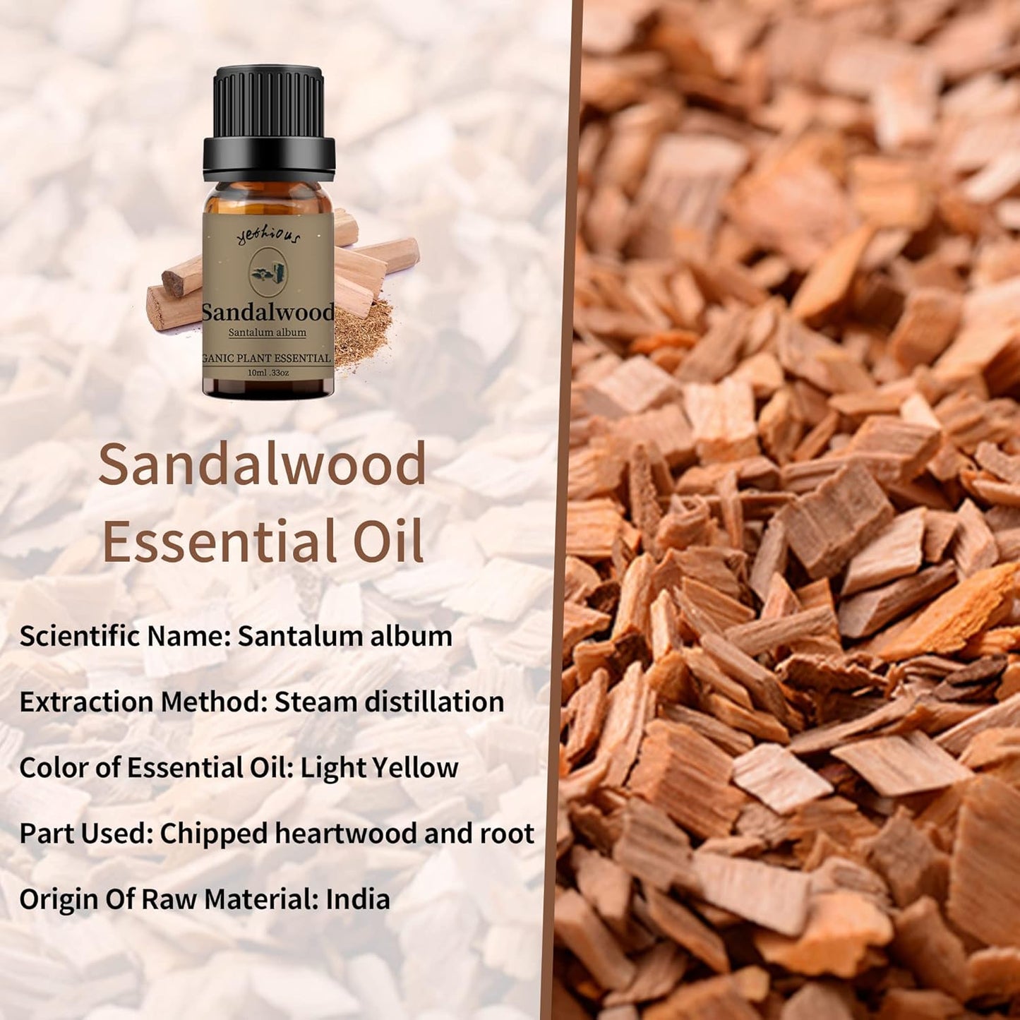 Yethious Chamomile Sandalwood Vetiver Essential Oil Set Organic 100% Pure Aromatherapy Oils for Diffuser