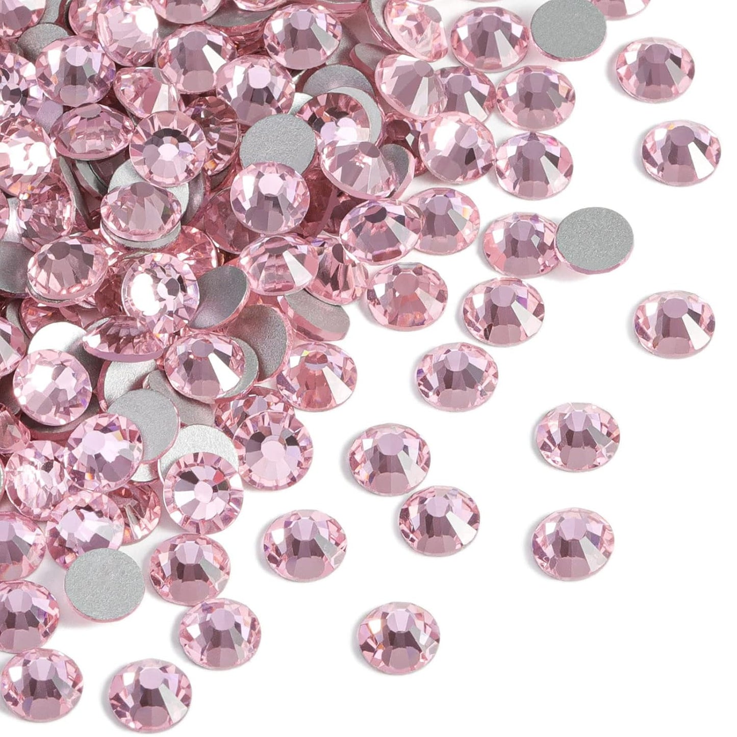 beadsland Flat Back Crystal Rhinestones Round Gems, Light Pink (4.6-4.8mm) SS20/1440pcs