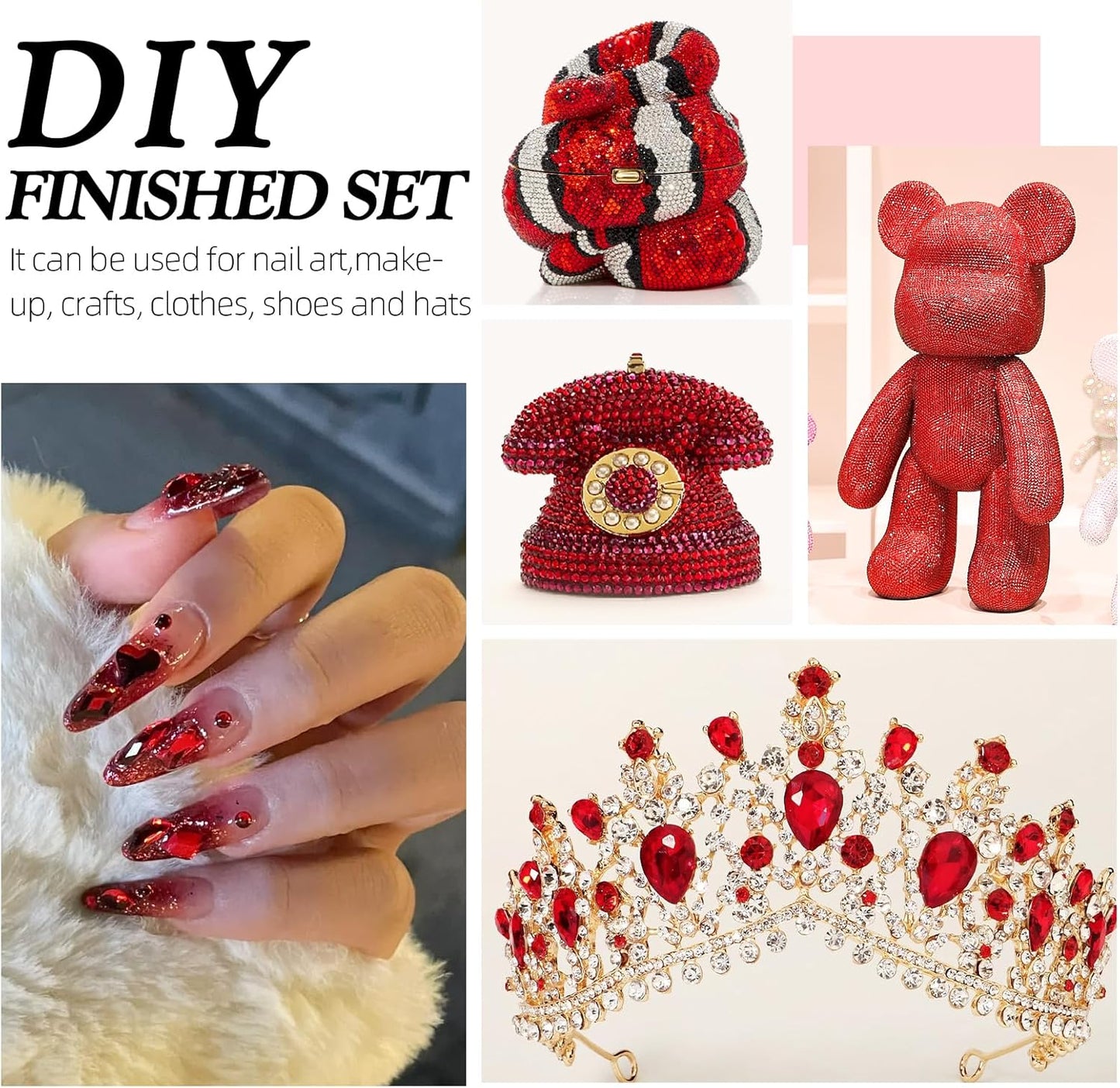 Light Siam Flatback Rhinestones, Glass Rhinestones for Nail Art and Craft, Glue Fix, Loose Crystal Gemstones(Red, SS12, 1440pcs, 2.9-3.0mm)