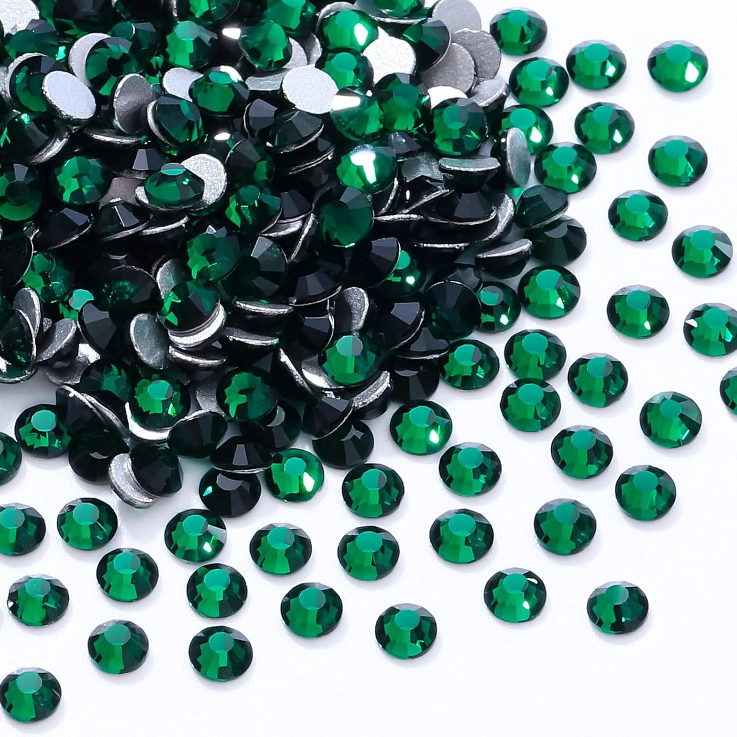 Malachite Green Flatback Rhinestones, Glass Rhinestones for Nail Art and Craft, Glue Fix, Loose Crystal Gemstones(Green, SS8, 1440pcs, 2.3-2.5mm)