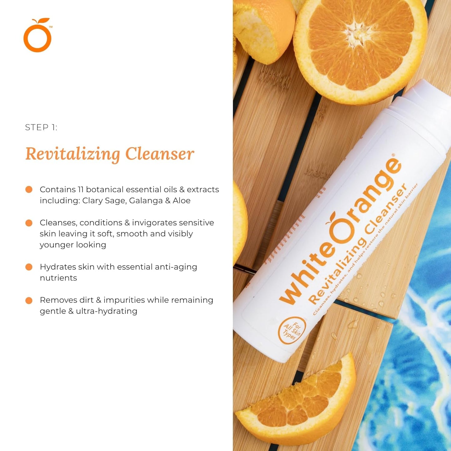 White Orange Full System 3 Step Skincare Routine Premium Anti-Aging Regimen Bundle For Healthy Glowing Skin - Revitalizing Cleanser, Advanced Vitamin C Serum & Universal Tinted Moisturizer with SPF 44
