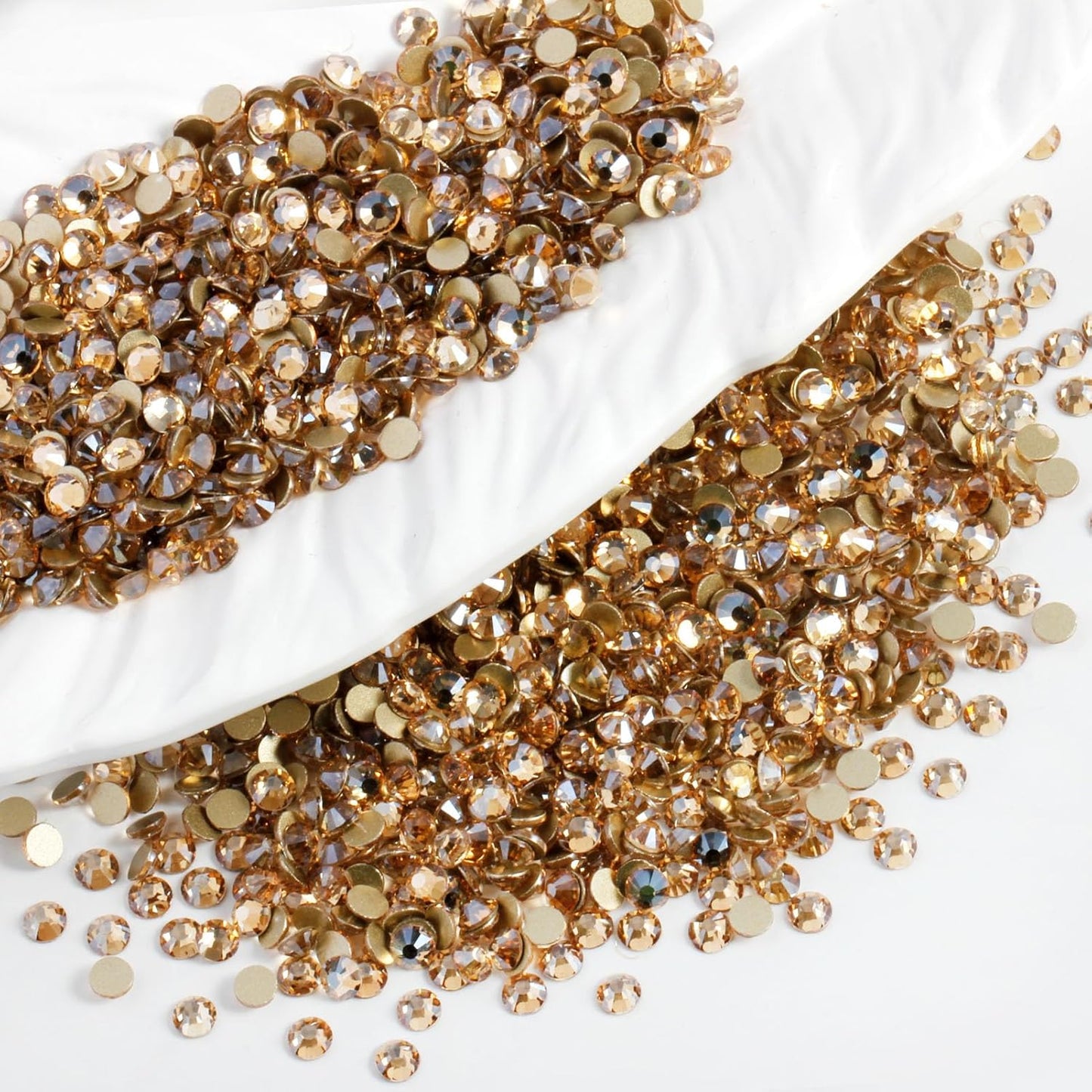 5000 PCS SS6 Flatback Rhinestones,12-Facet Diamond-Cut Glass Gems for Nail Art,Clothing,DIY Crafts,Glue-On Decoration Stones with Silver Backing,Golden Shadow