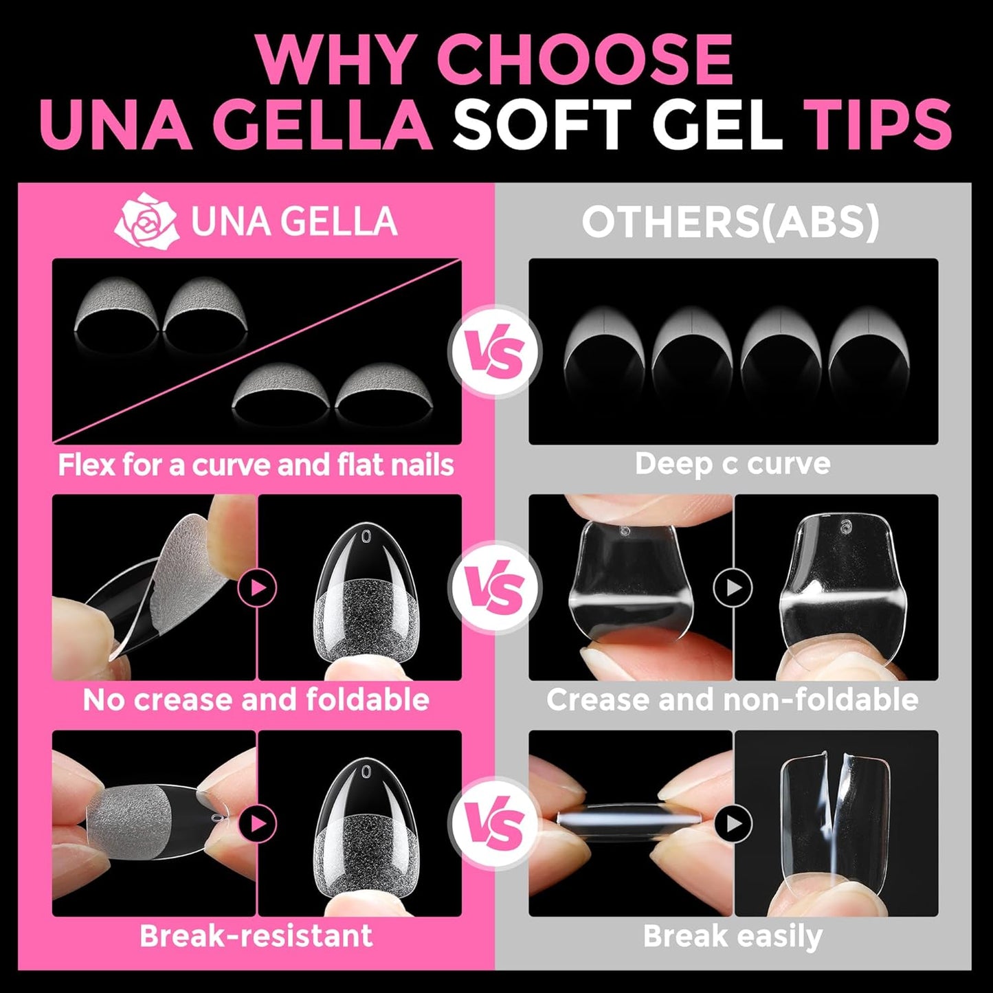 UNA GELLA Extra Short Almond Nail Tips Full Cover 216PCS Gel Nail Tips Short Almond Shaped Nails Tips Soft Gelly Gel Clear Fake Nails Tip for Acrylic Nail Tip Soak Off Home DIY Salon Nails 12 Sizes