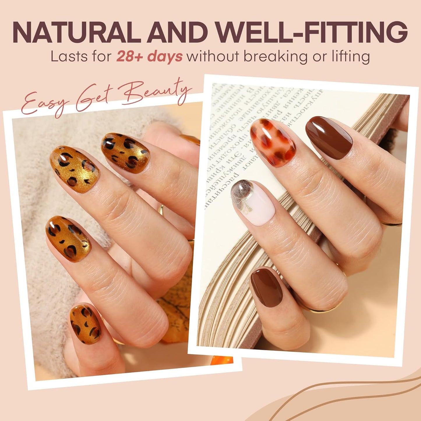 Short Oval Round Nail Tips, 504Pcs Pre-shaped Gel Short Nail Tips Oval Shape, 15 Sizes Half Matte Clear Almond Acrylic False Nails No Need File for Nail Extension DIY Salon