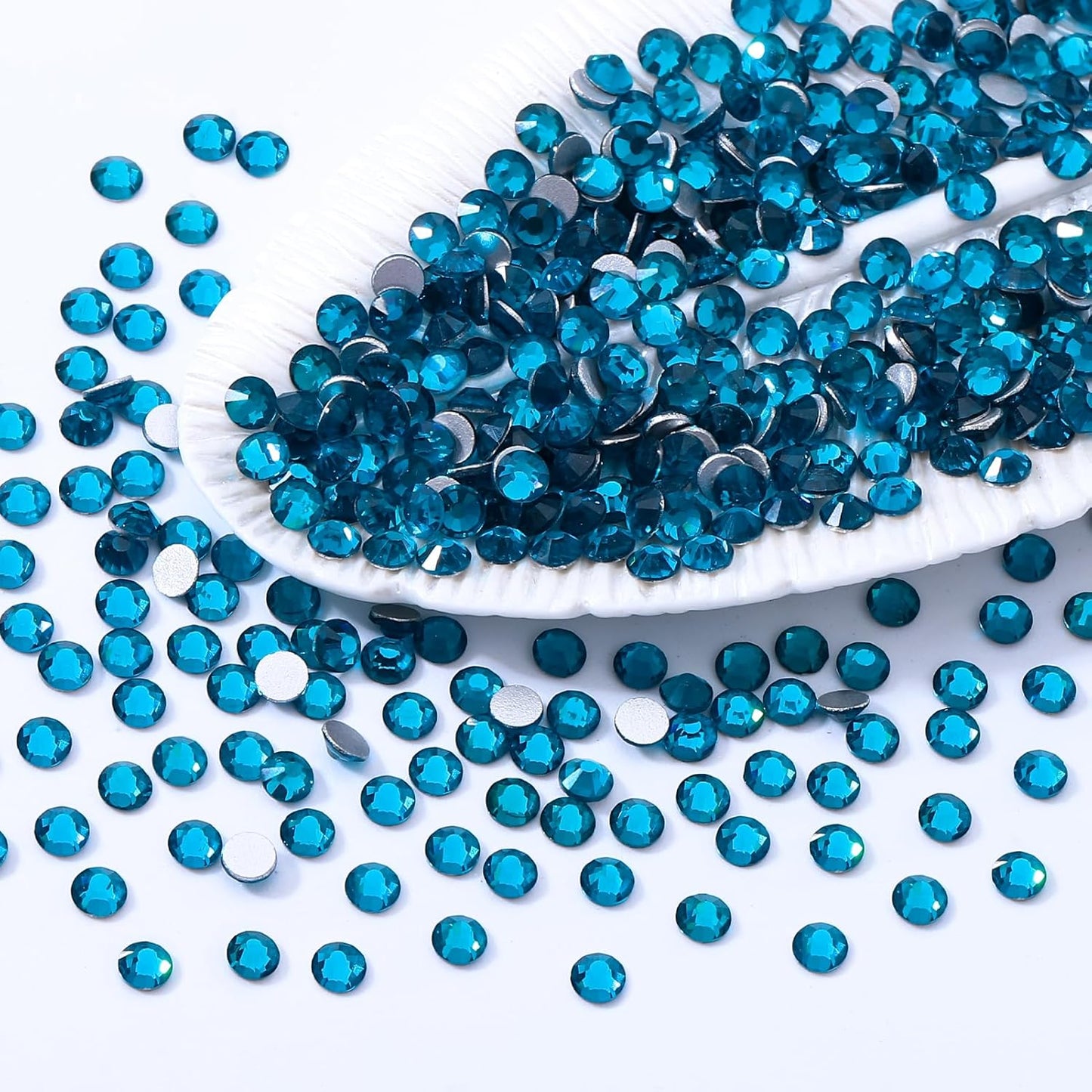 Malachite Blue Flatback Rhinestones, Glass Rhinestones for Nail Art and Craft, Glue Fix, Loose Crystal Gemstones(Malachite Blue, SS4, 1440pcs, 1.5-1.7mm)