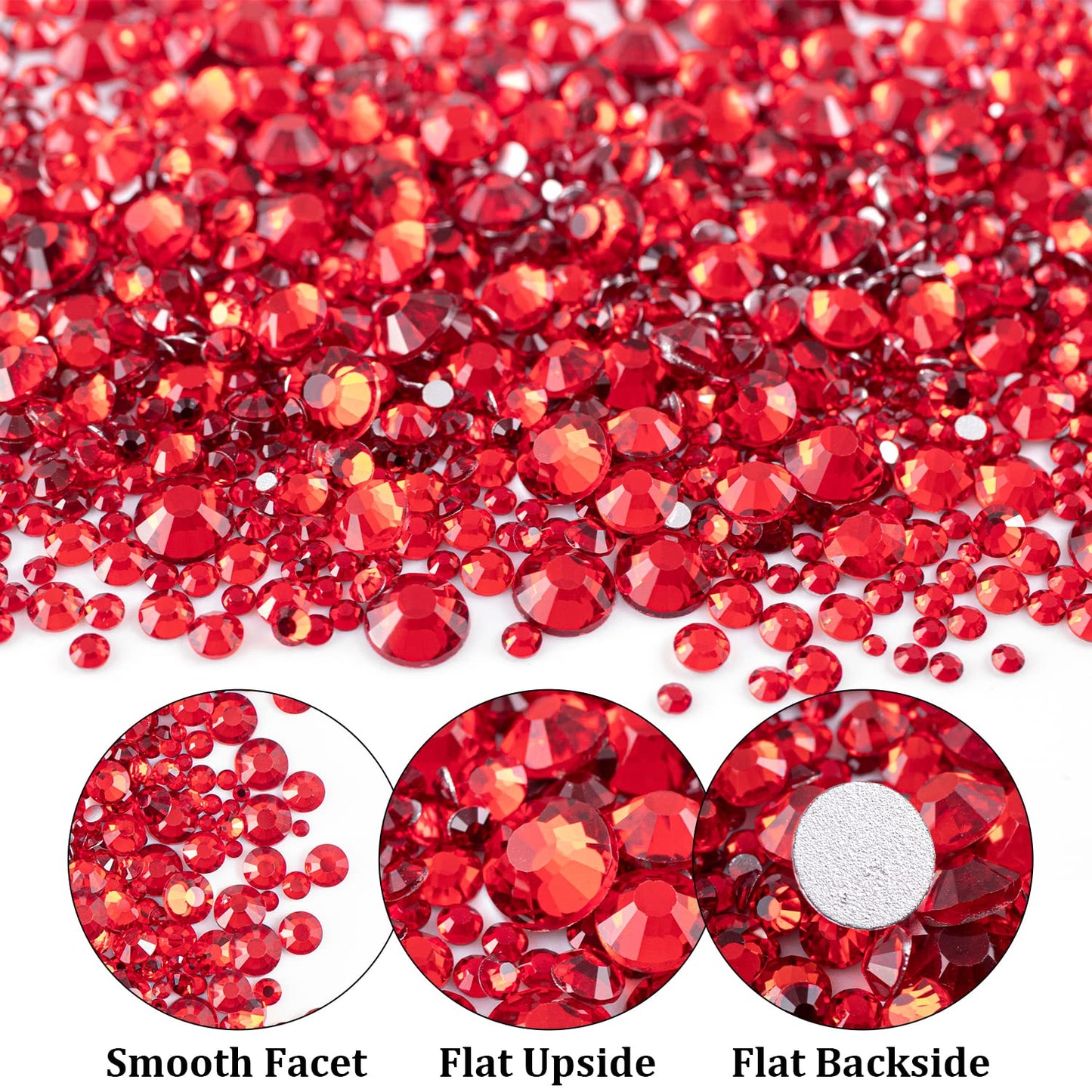 Two Packs of Flatback Rhinestones 4520 Pcs Colorful Nail Art Rhinestones Flatback Crystal Colorful+Red Rhinestone with Picker Pencil and Tweezer for Nail Art and Decoration