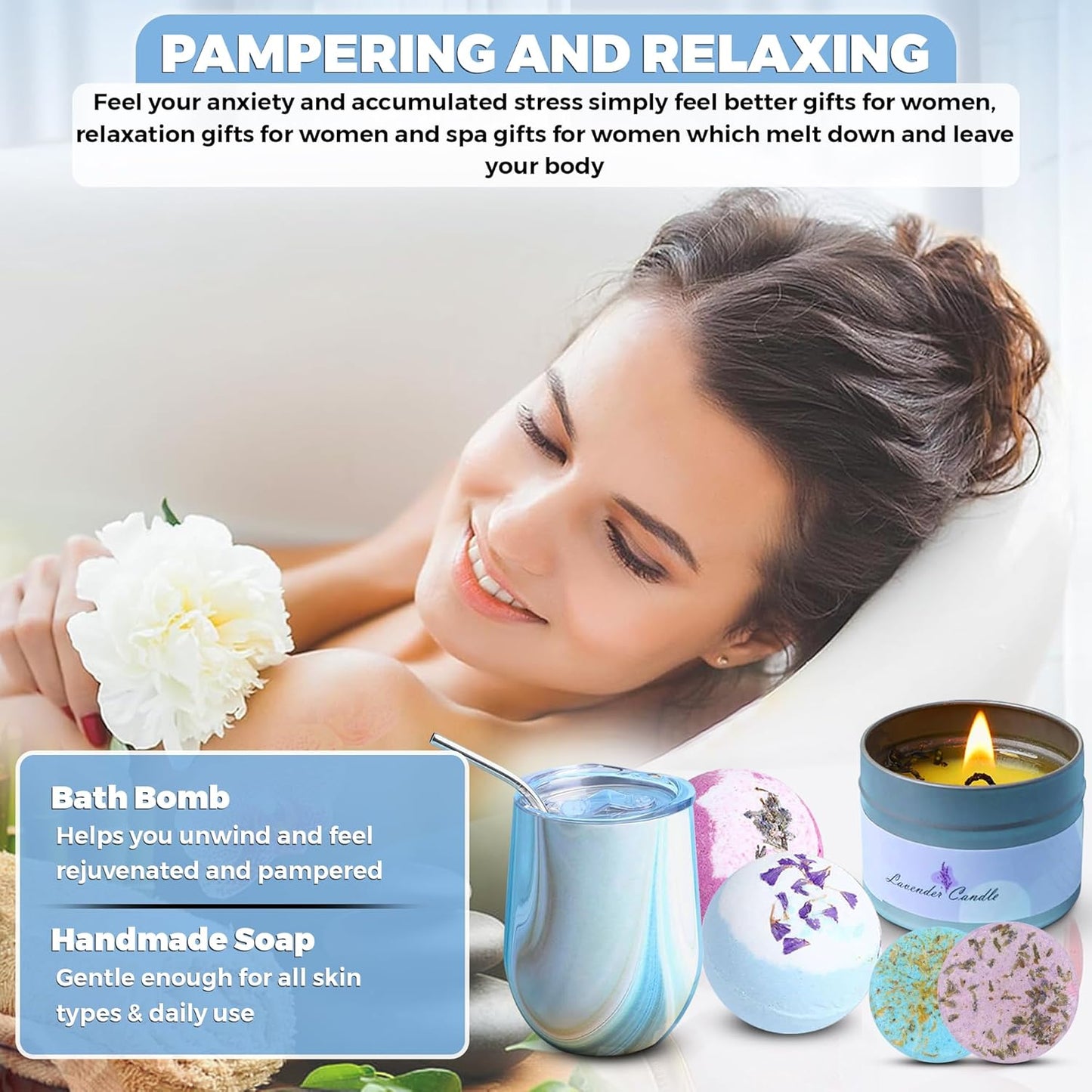 Spa Kit for Women - Spa birthday gifts for women - Relaxing Spa kit Basket- Self Care Package for women - lavender Relaxing Spa Gift Set - Spa Gift Set for Women, Sisters and Mothers Day