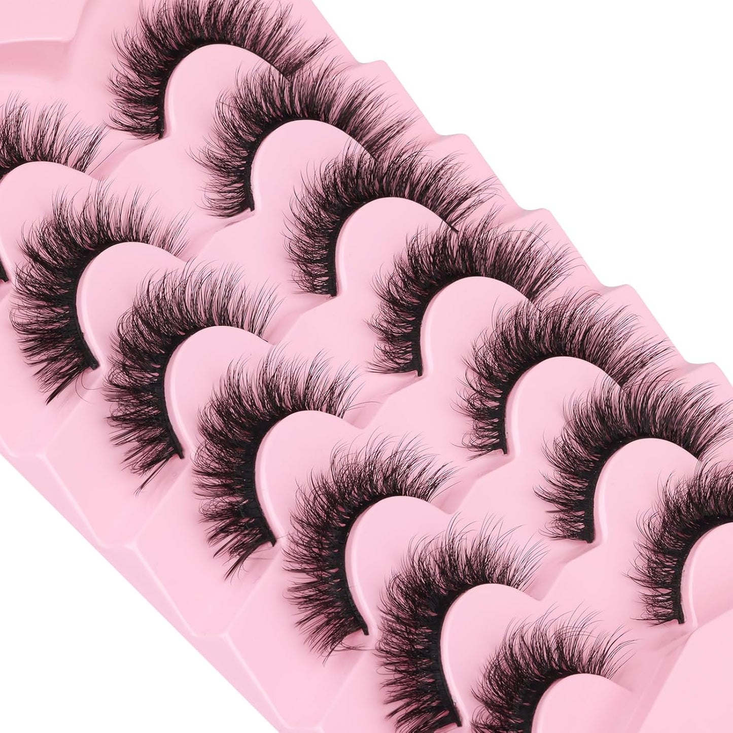 Kiromiro Lashes False Eyelashes Cat Eye Faux Mink Lashes Wispy Strip Lash 6D Volume Fake Lash Natural Look Eyelashes Pack 7 Pairs