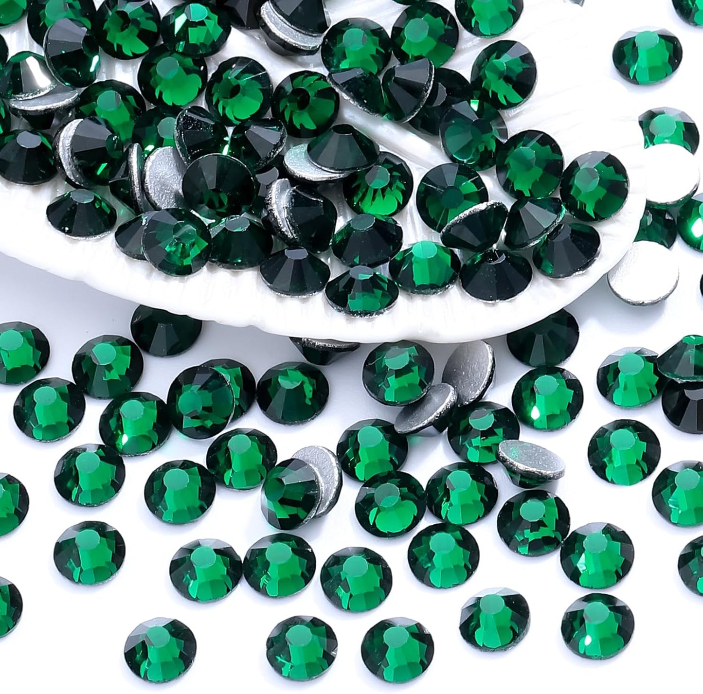 Malachite Green Flatback Rhinestones, Glass Rhinestones for Nail Art and Craft, Glue Fix, Loose Crystal Gemstones(Green, SS30, 288pcs, 6.4-6.6mm)