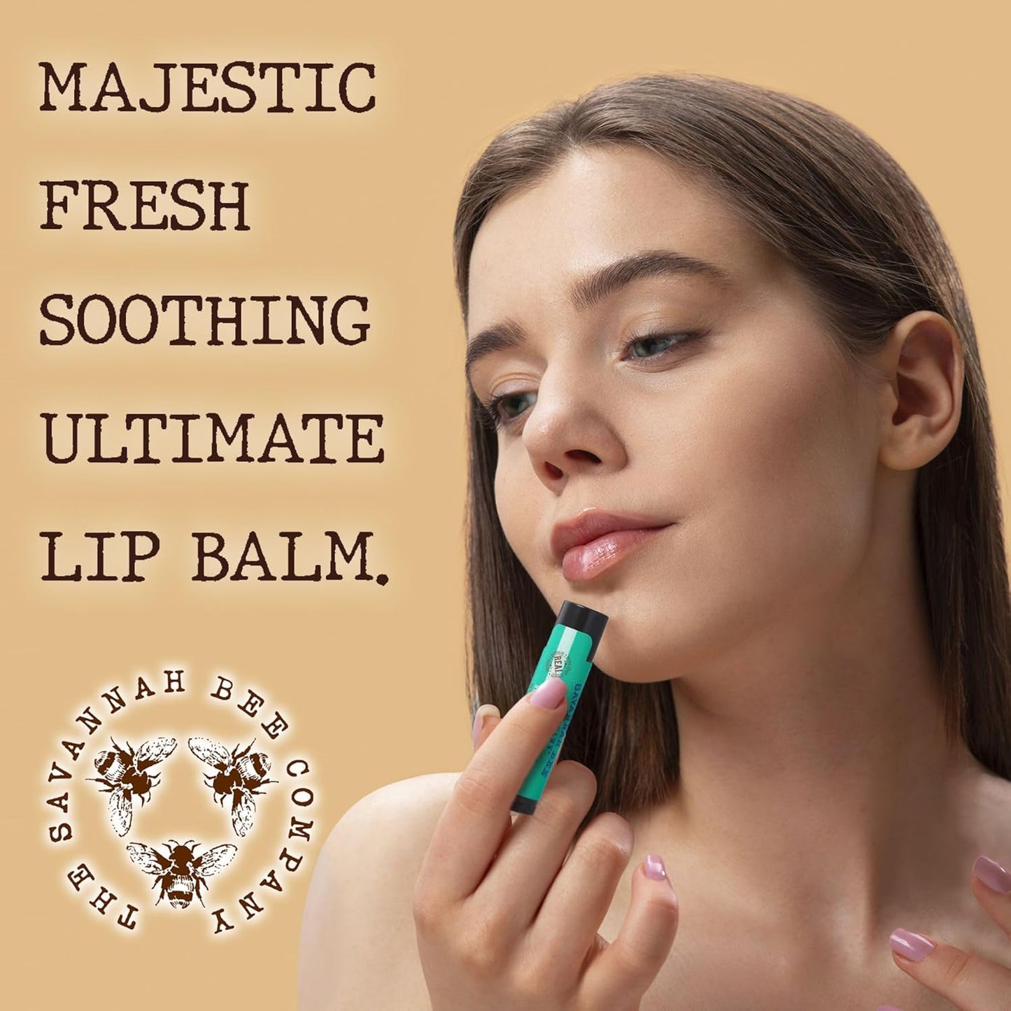 Savannah Bee Mint Julep Lip Balm 0.15 oz - Invigorating Mint Flavor - Natural Ingredients for Supple, Soft Lips - Convenient Hanger Design