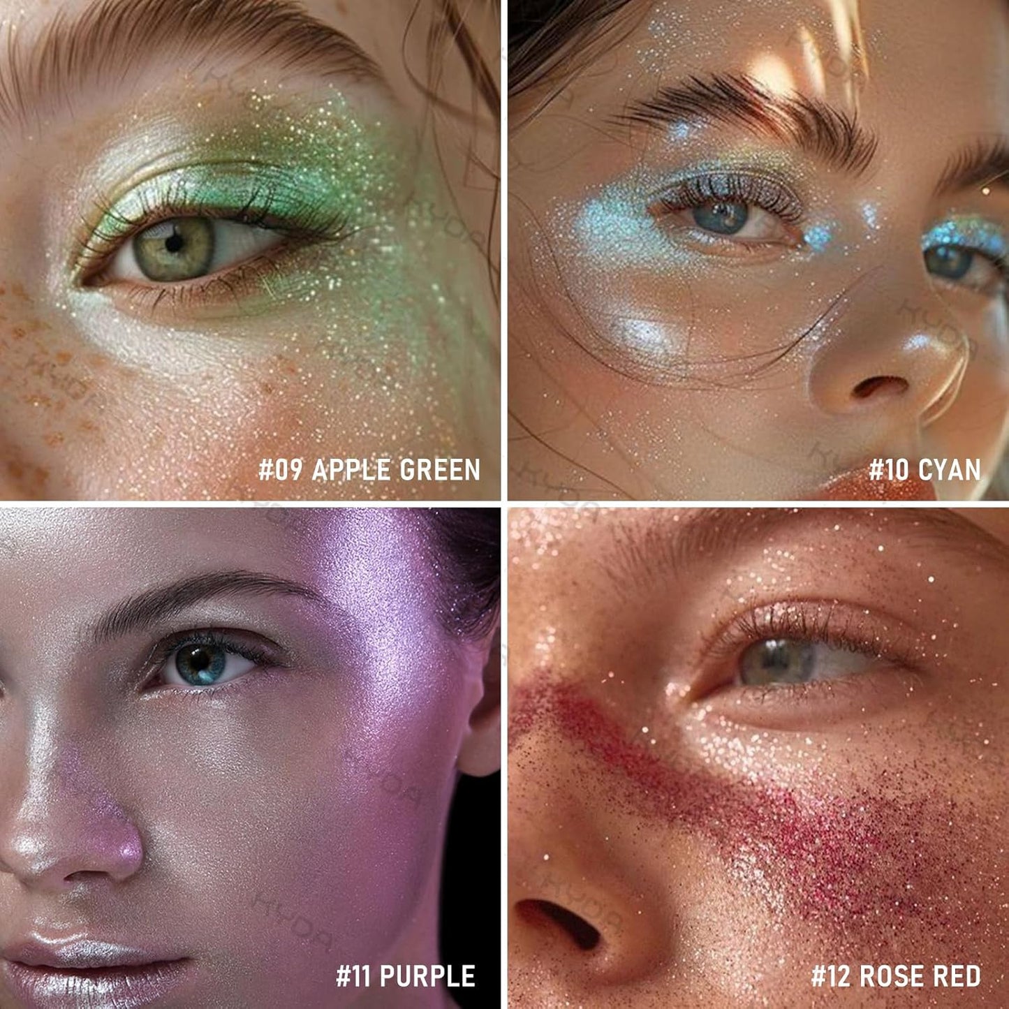 KYDA Highlighter Powder Spray, High Glossy Shimmer Sparkling Powder for Face and Body Glitter Makeup, Body Glitter Spray, Pale Golden