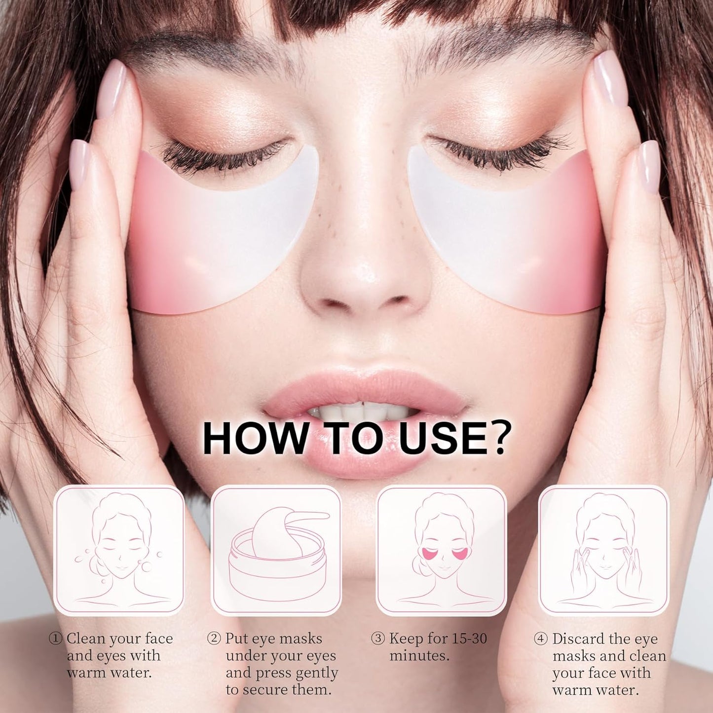 ROUSE Under Eye Patches-60 PCS-Pomegranate Eye Masks Anti-Wrinkle Eye Treatment Mask for Dark Circles Puffy Eyes Under Eye Bags Eye Gel Pads Eye Care