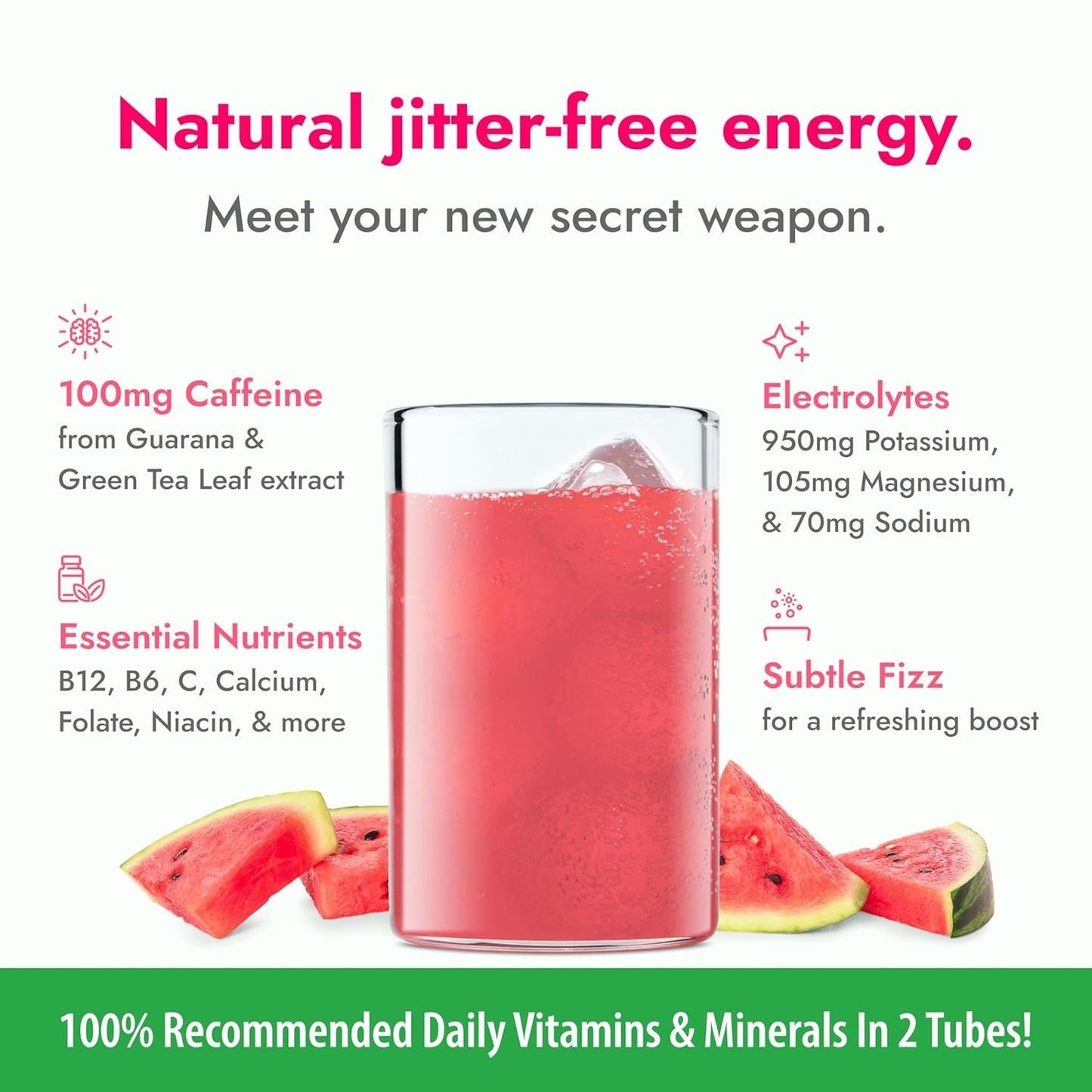 Zipfizz Daily Energy Drink Powder, Watermelon, 20 Pack | 3-in-1 Sustained Energy, Rapid Hydration, and Essential Vitamins | Sugar-Free | Electrolyte Powder | Contains Vitamin B-12 & Antioxidants