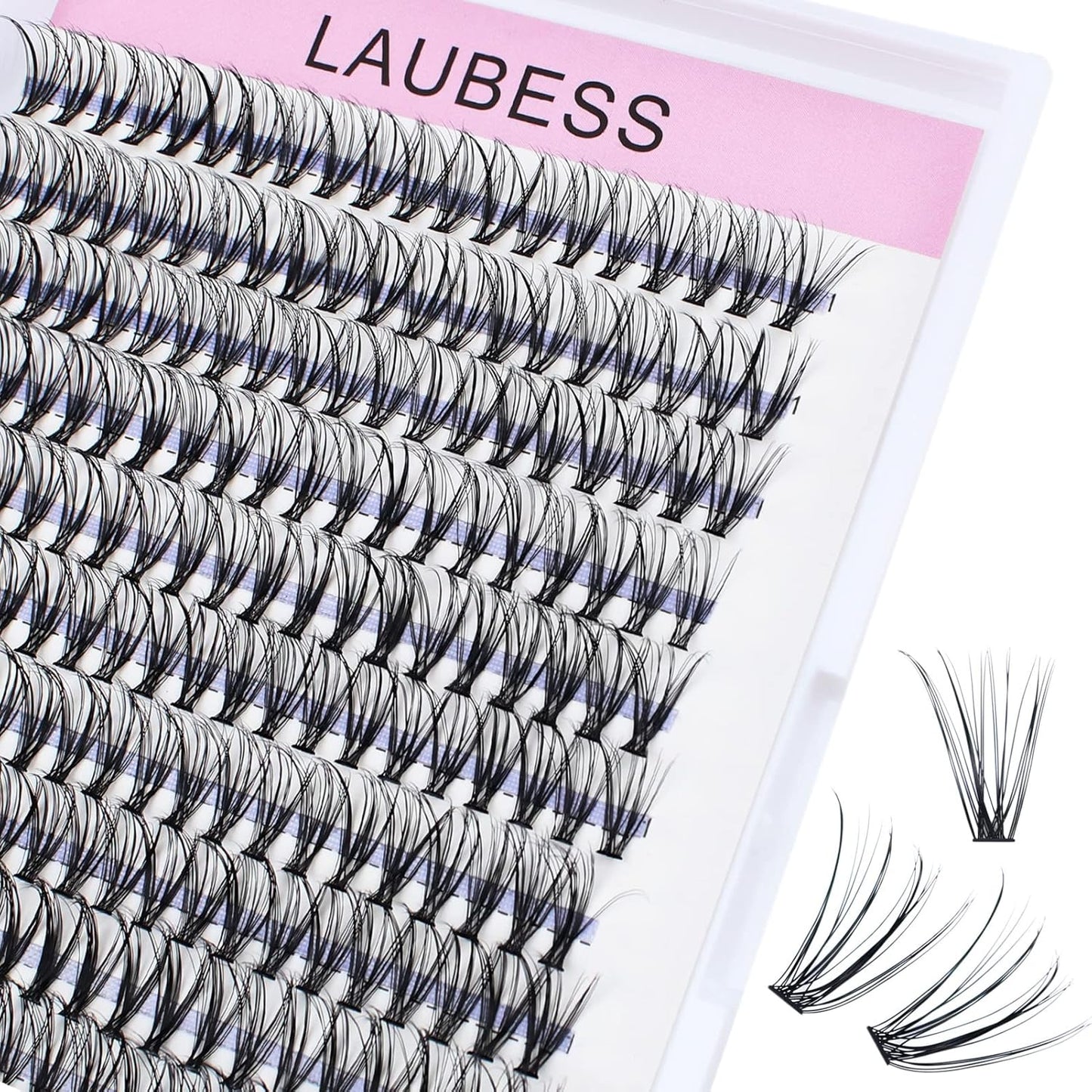 Lash Clusters LAUBESS Individual Lashes Waterproof Eyelash Clusters Mixed Tray Cluster Eyelash Extensions Soft Cluster Lashes for Beginners(20D-0.07D-18)