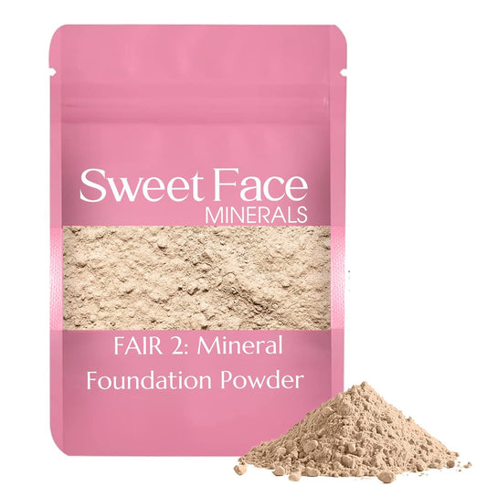 Foundation Powder Refill (Fair Shade 2)(12 Gram Bag) By Sweet Face Minerals, Lightweight Mineral Loose Makeup Powder with SPF 20, Full Coverage Flawless Finish, Talc-free, Cruelty-Free, Refill Pouch
