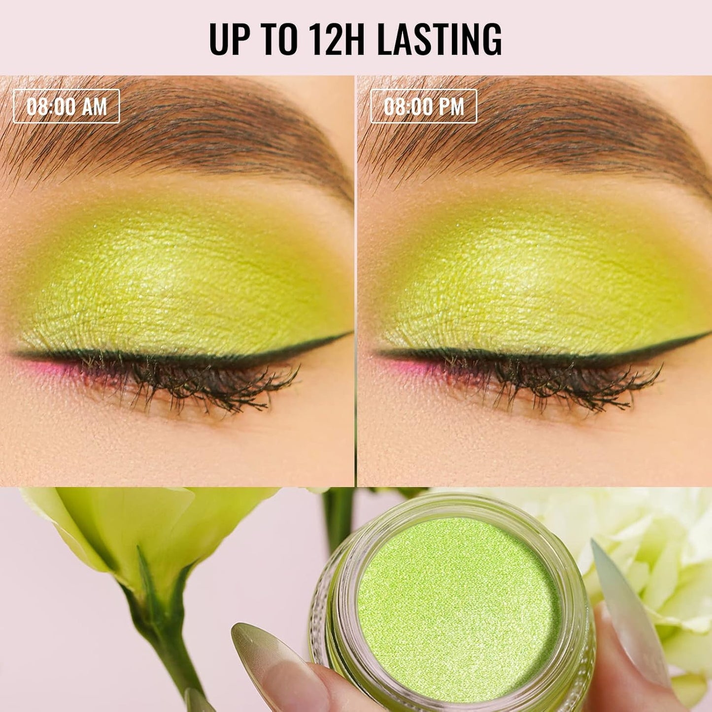 Oulac Light Pearl Cream Eyeshadow also for Highlighter Shimmer Eye Shadow Waterproof&Long Lasting with Moisturizing Formula Blendable Shimmer Eye Make-up,Vegan & Cruelty-Free,6g P04