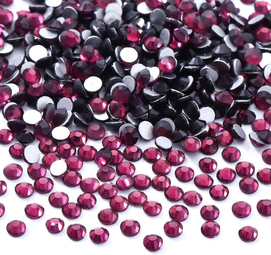 Purple Flatback Rhinestones, Glass Rhinestones for Nail Art and Craft, Glue Fix, Loose Crystal Gemstones(Purple, SS10, 2880pcs, 2.7-2.8mm)