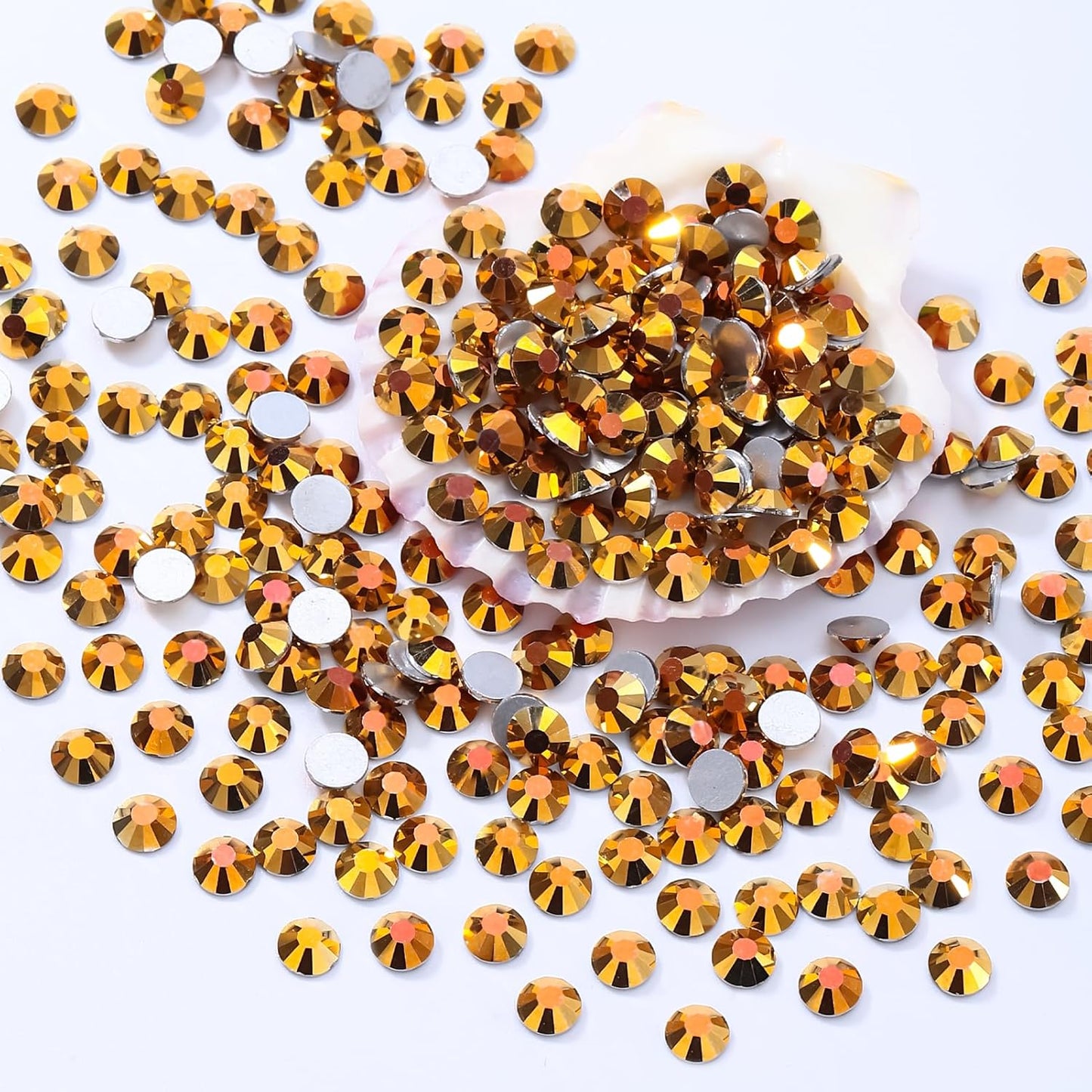 Gold Flatback Rhinestones, Glass Rhinestones for Nail Art and Craft, Glue Fix, Loose Crystal Gemstones(Gold, SS16, 1440pcs, 3.8-4.0mm)