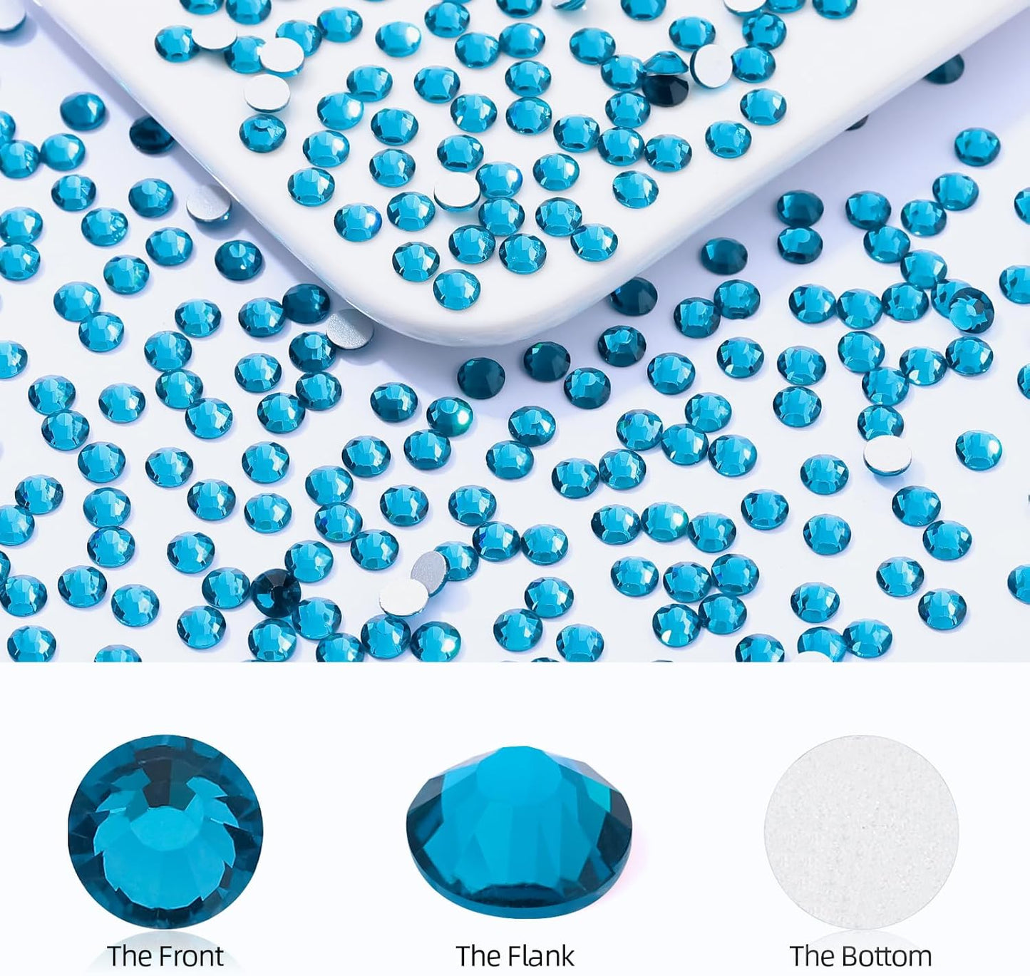 Malachite Blue Flatback Rhinestones, Glass Rhinestones for Nail Art and Craft, Glue Fix, Loose Crystal Gemstones(Malachite Blue, SS20, 2880pcs, 4.6-4.8mm)