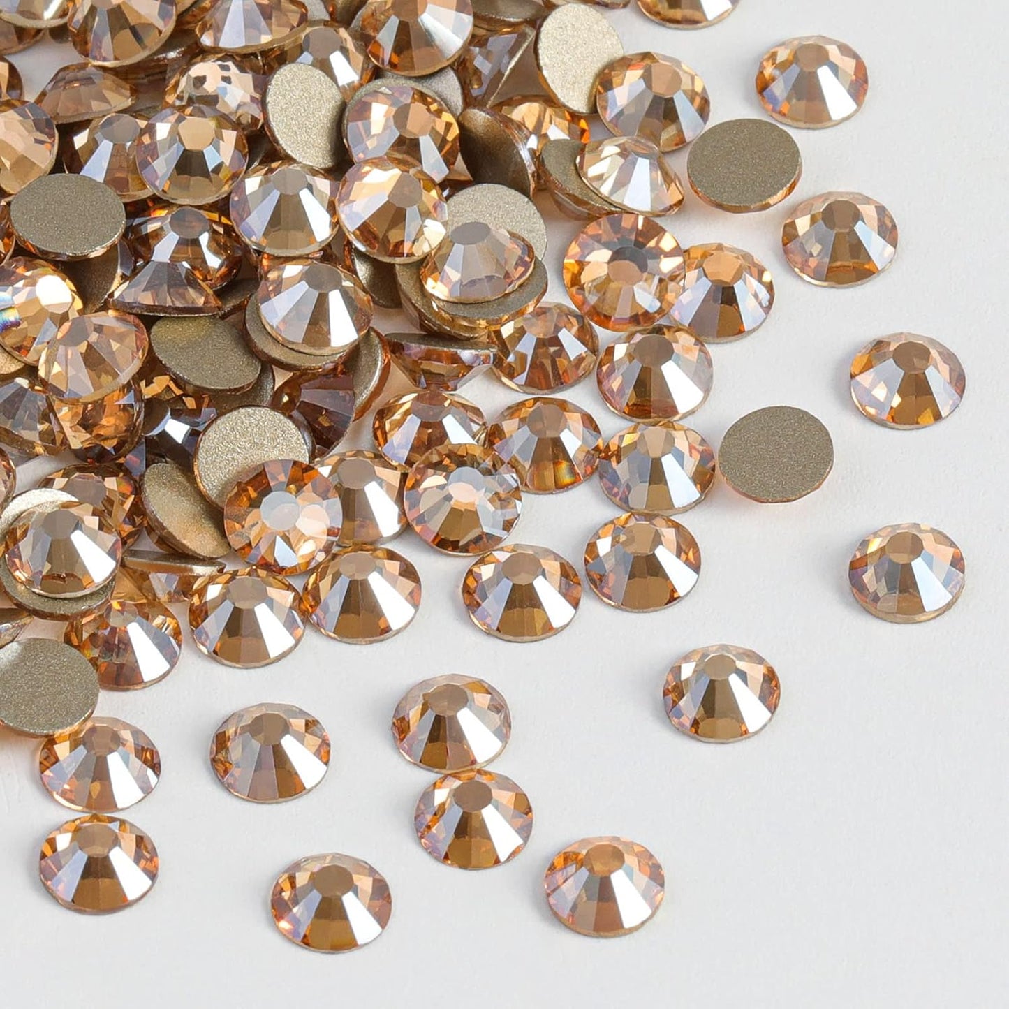 Beadsland 288 Pieces Flat Back Crystal Rhinestones Round Gems,Golden Shadow,SS30,6.3-6.5mm