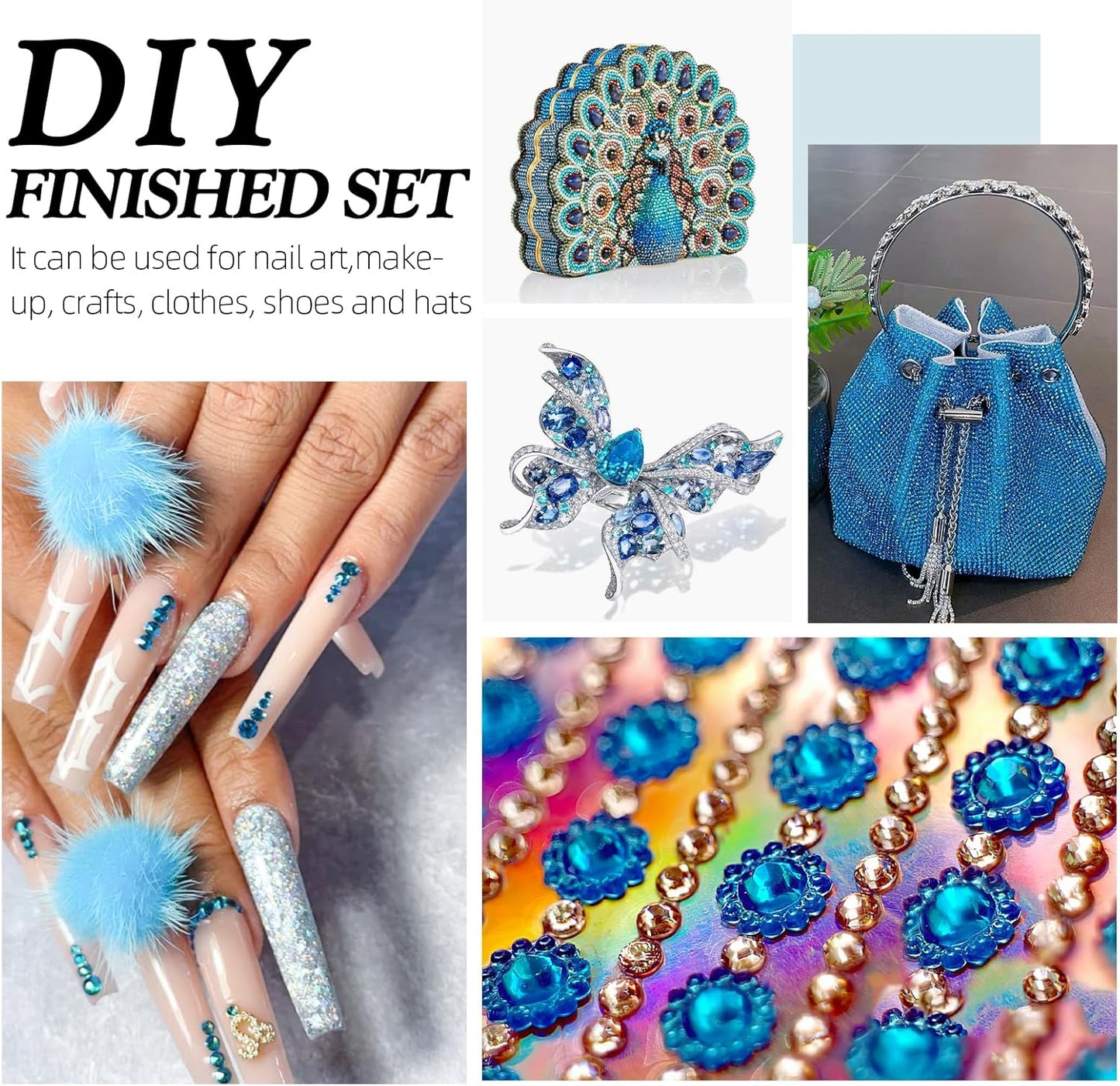 Malachite Blue Flatback Rhinestones, Glass Rhinestones for Nail Art and Craft, Glue Fix, Loose Crystal Gemstones(Malachite Blue, SS8, 2880pcs, 2.3-2.5mm)