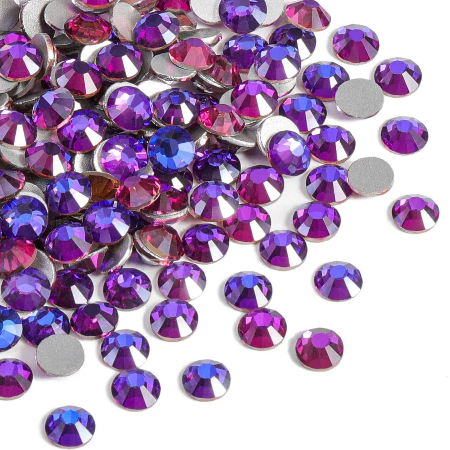 Beadsland 1440pcs Flat Back Crystal Rhinestones Round Gems for Nail Art and Craft Glue Fix, Purple Velvet,SS16,3.8-4.0mm
