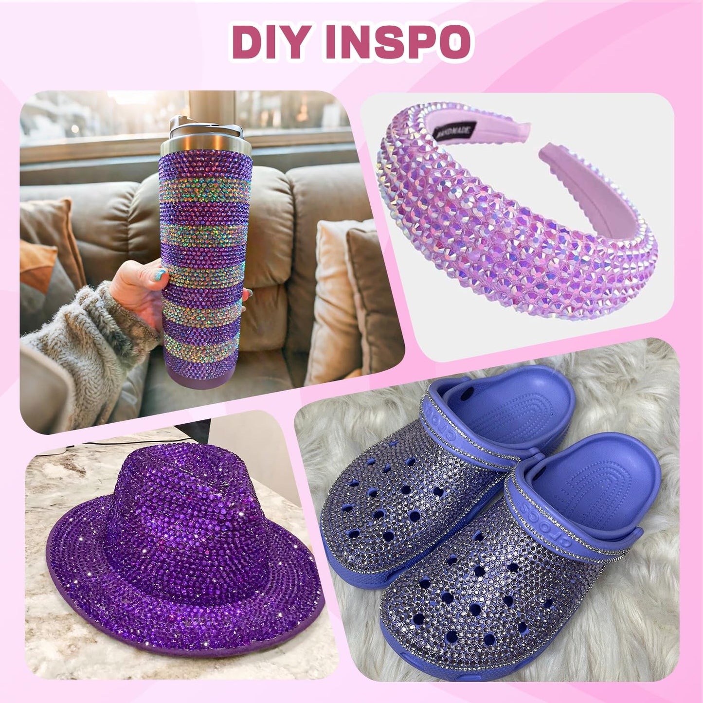 20000Pcs Purple Rhinestones for Bedazzling with 3Pcs B7000 Jewelry Glue, Resin Rhinestones for Crafting Crafts，Bedazzler Kit Flatback Gems for Clothing Shoes Tumblers Nail Art