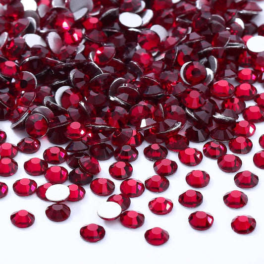 Siam Flatback Rhinestones, Glass Rhinestones for Nail Art and Craft, Glue Fix, Loose Crystal Gemstones(Siam, SS30, 576pcs, 6.4-6.6mm)